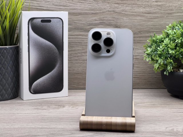 Hibátlan iPhone 15 Pro White Titanium 256GB 2 ÉV Garanciával 92%