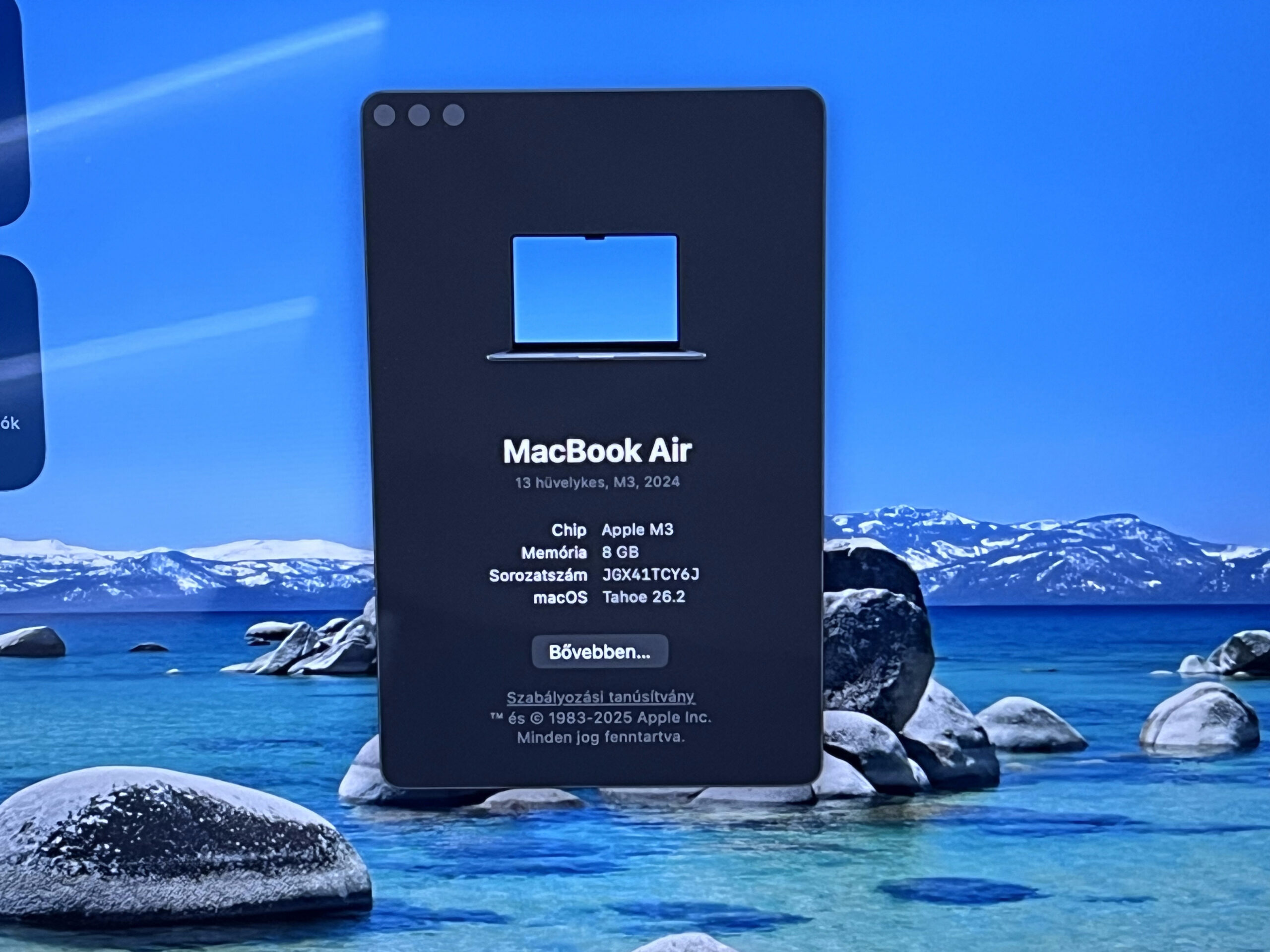 Hibátlan MacBook Air 2024 M3 13” Midnight 256GB 8GB 2 ÉV Garanciával 94%