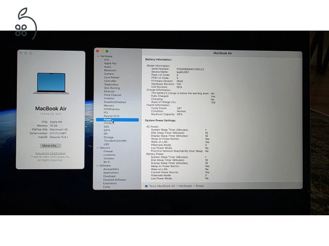 MacBook Air M3 (2024) – 16GB RAM – Hibátlan, erős grafikai gép