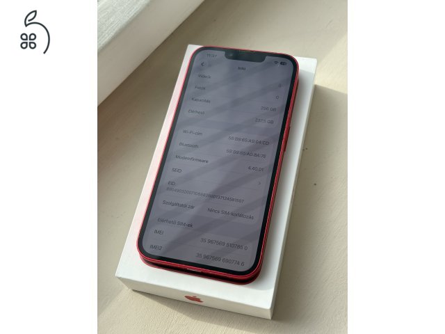 Apple iPhone 14 Red 256GB független 100% aksi