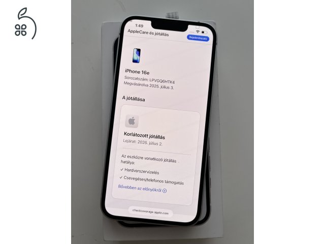 iPhone 16e 128GB Apple garancia! Akku 100%!