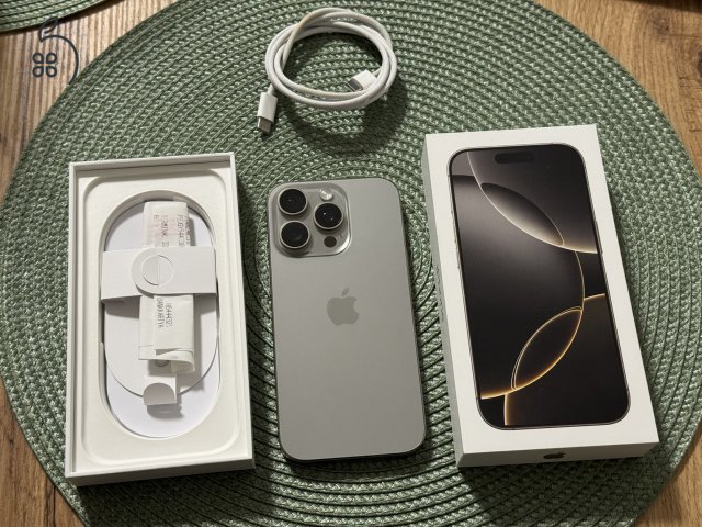 Apple Iphone 16Pro, 128Gb, Natúr titán, 2027.10.15.-ig garancia, Media Markt