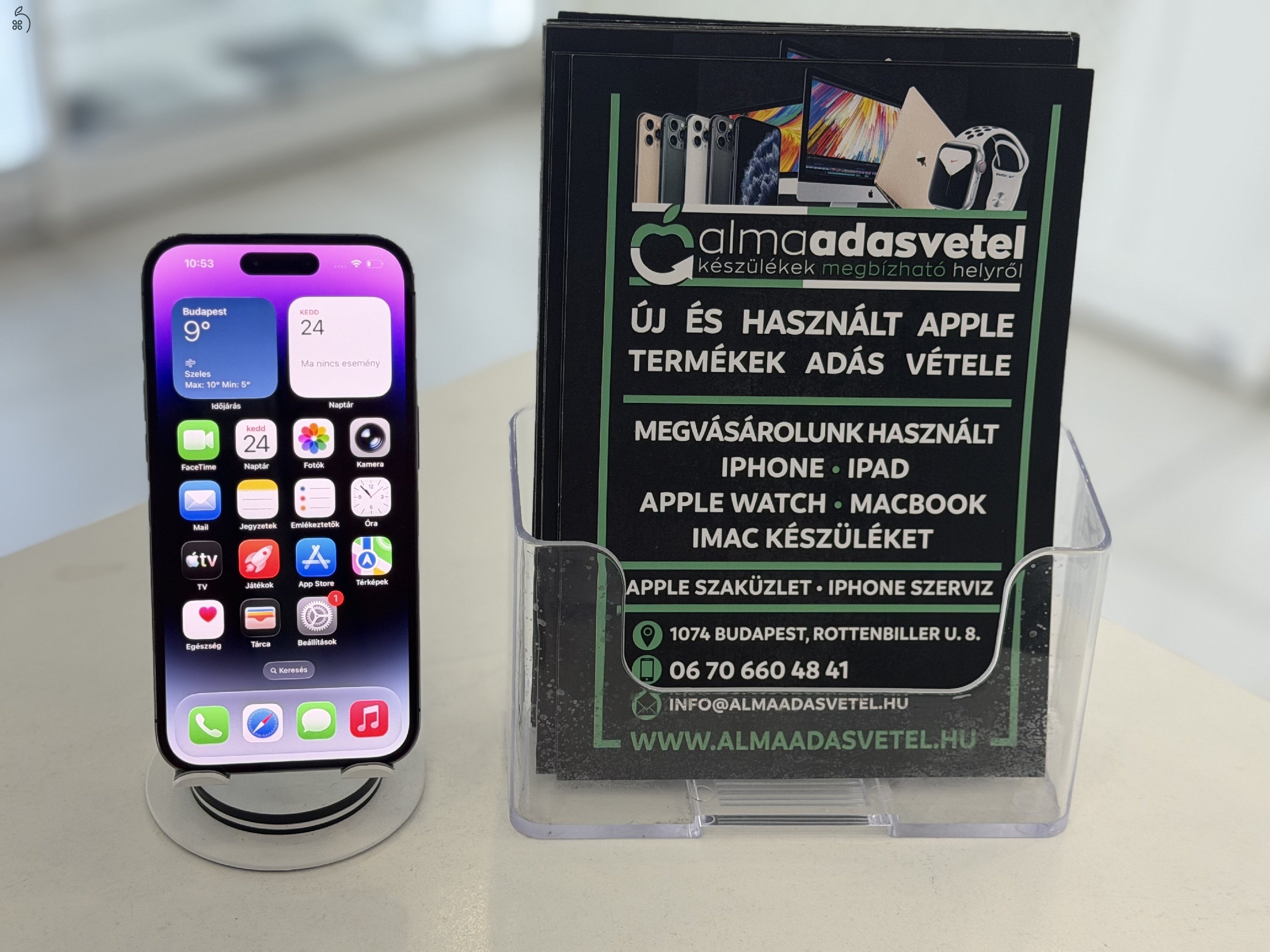 iPhone 14 Pro 128GB Független Használt/1-3 hónap gar./Akku 100%/p4762