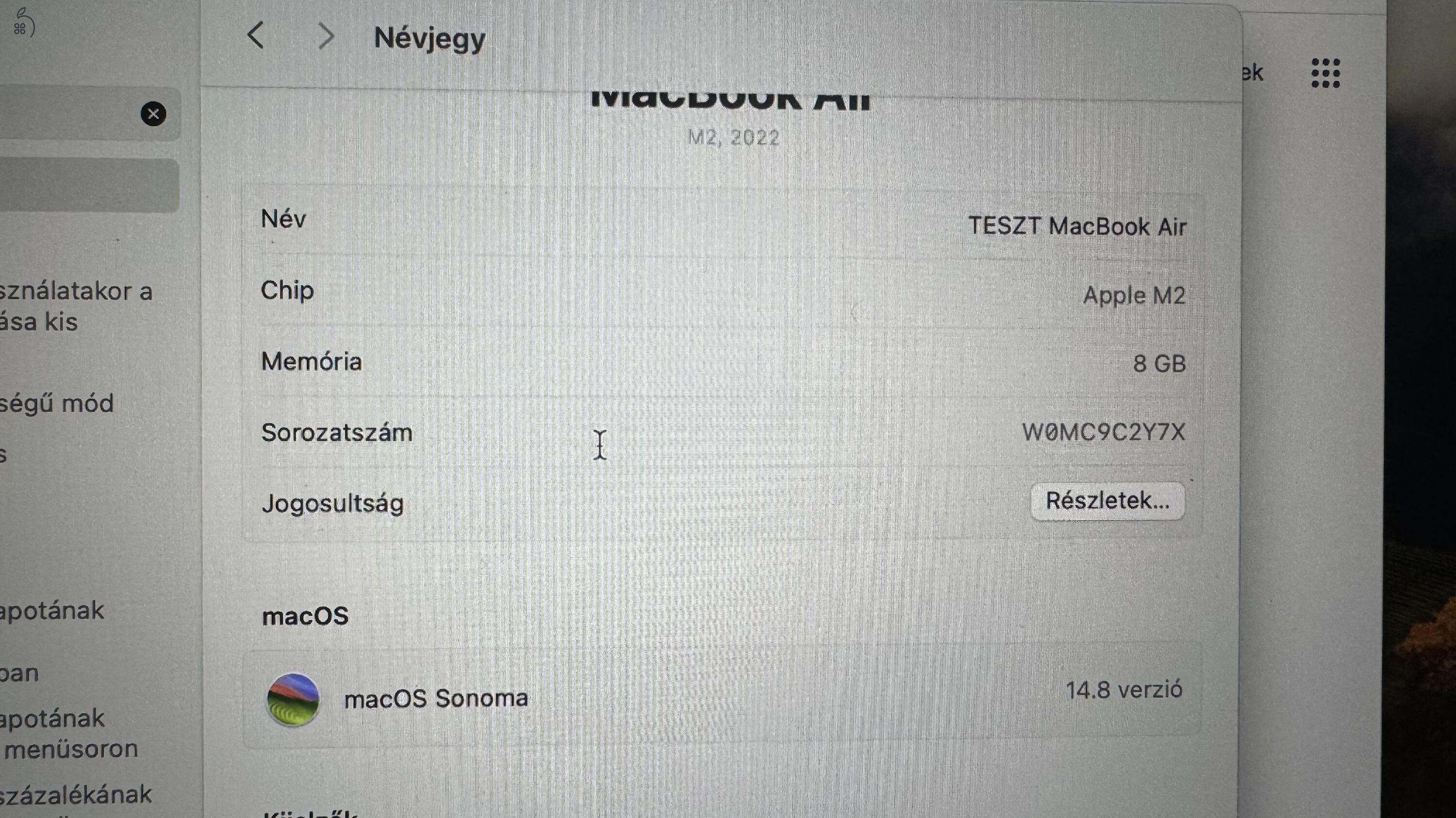 M2 chipes MacBook Air – asztroszürke