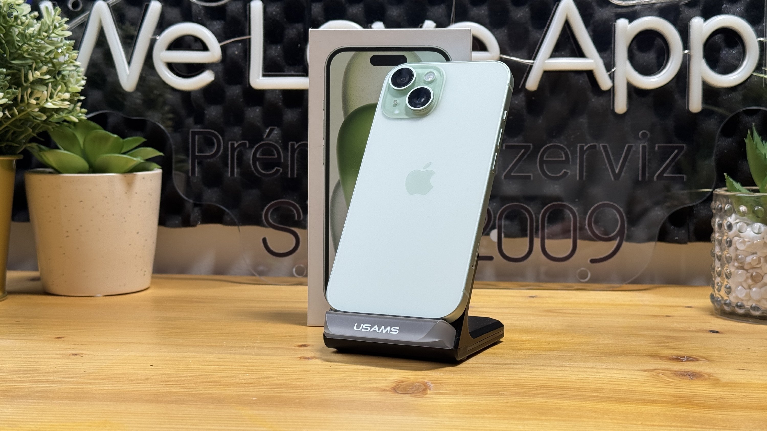 iPhone 15 128GB Zöld, Független - 1ÉV Garancia, Számla