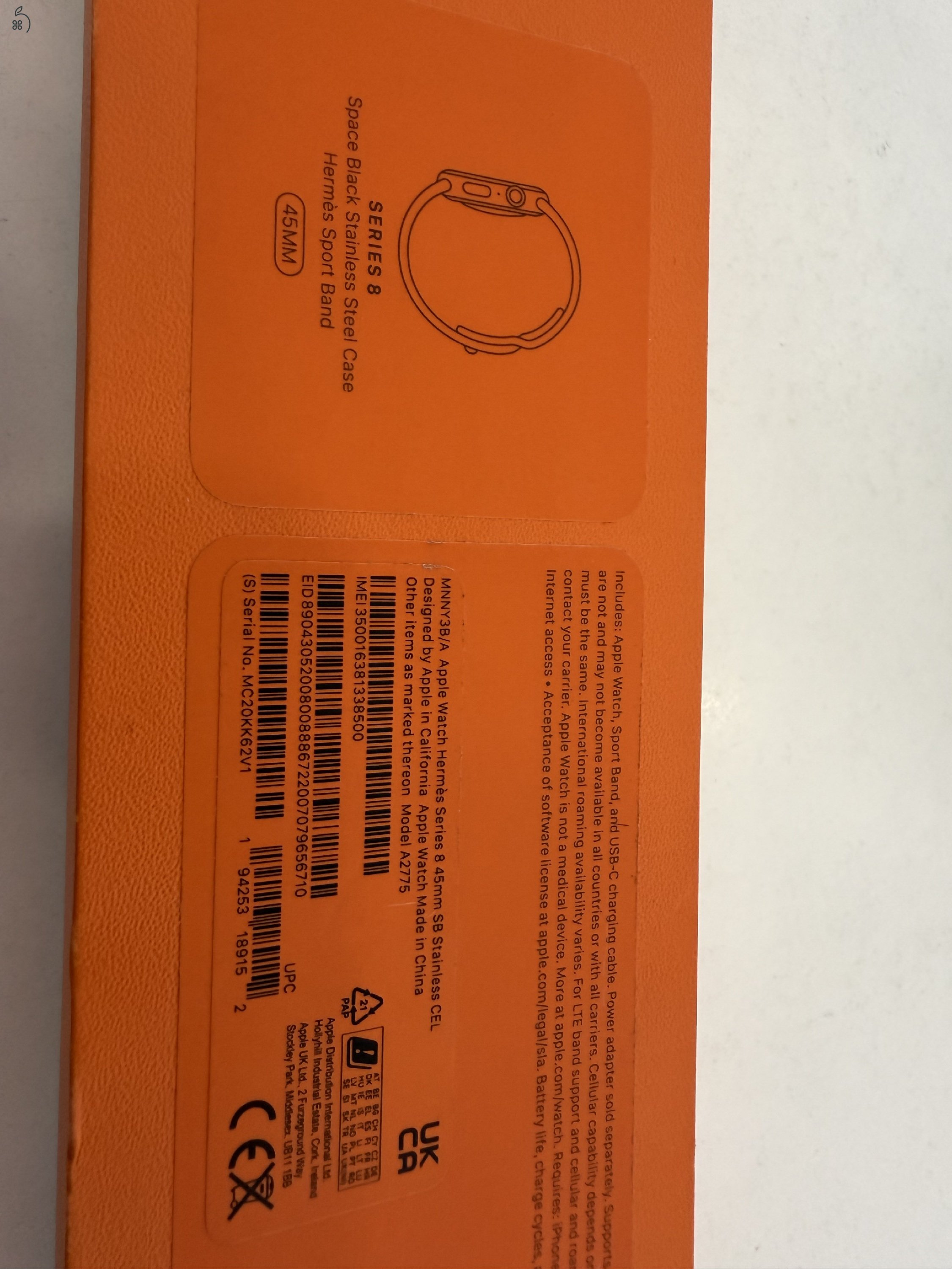 Hermés Apple Watch 8 Cellular Stainless Hibátlan/1 hónap gar./Akku 100%/p4776