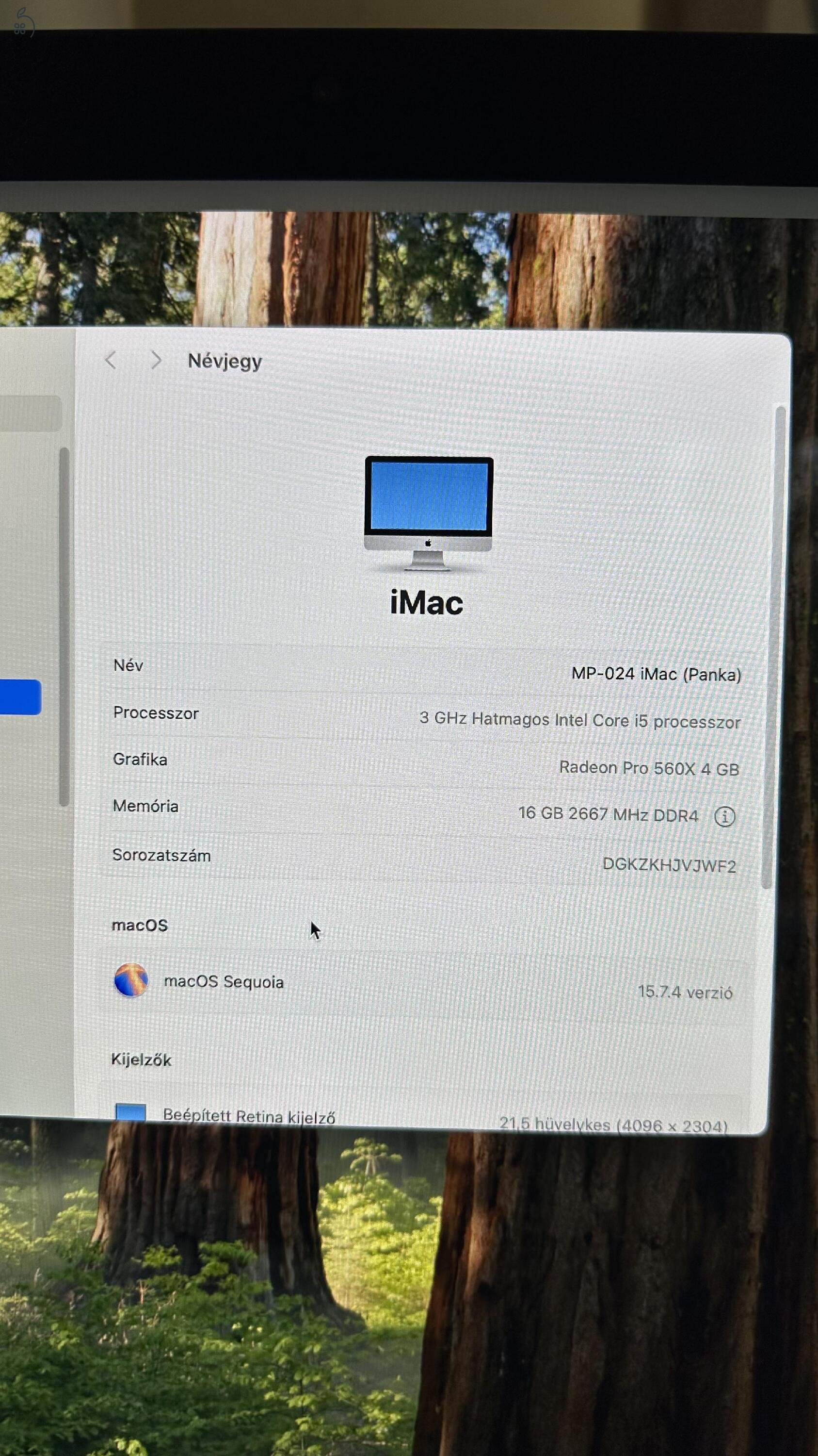 iMac 21'5 asztali gép