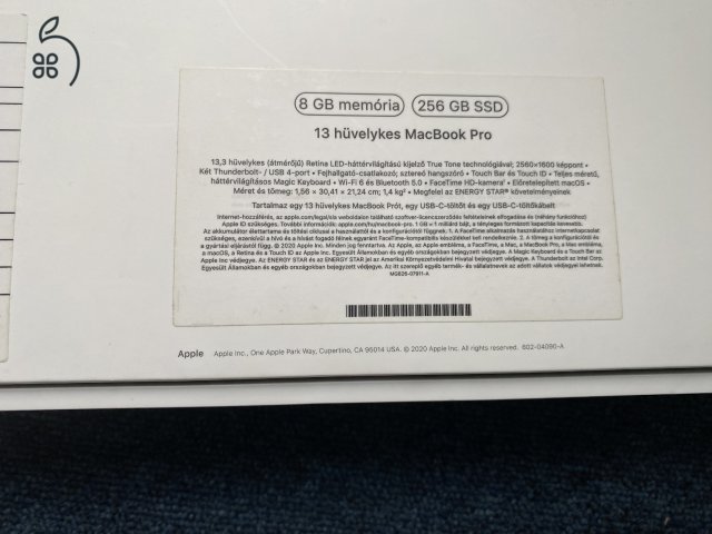 Macbook Pro M1 2021 8GB RAM 256GB SSD Magyar bill, 93% akku, Space Gray