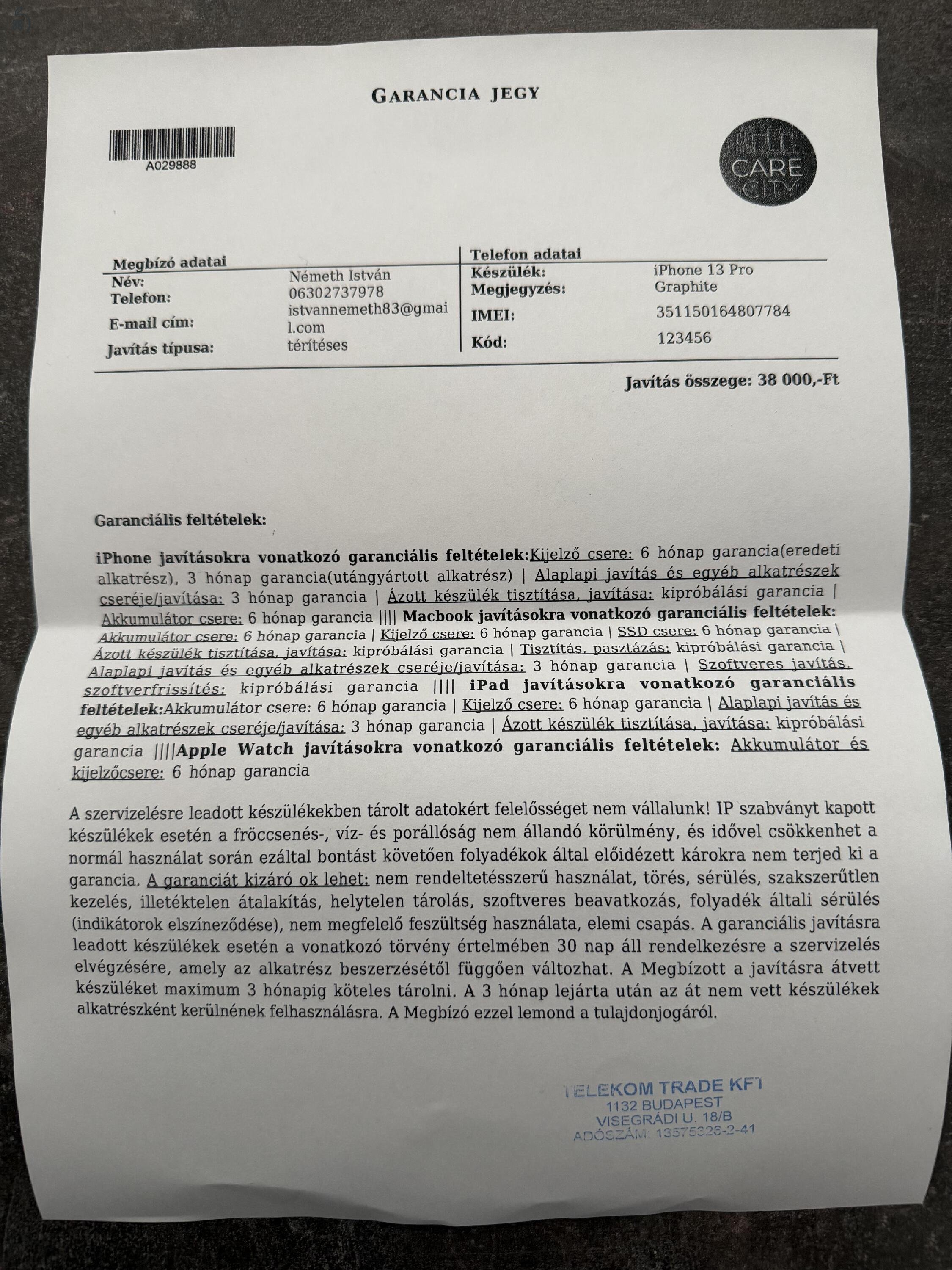 Iphone 13 pro 256 GB új gyári akkumlátorral