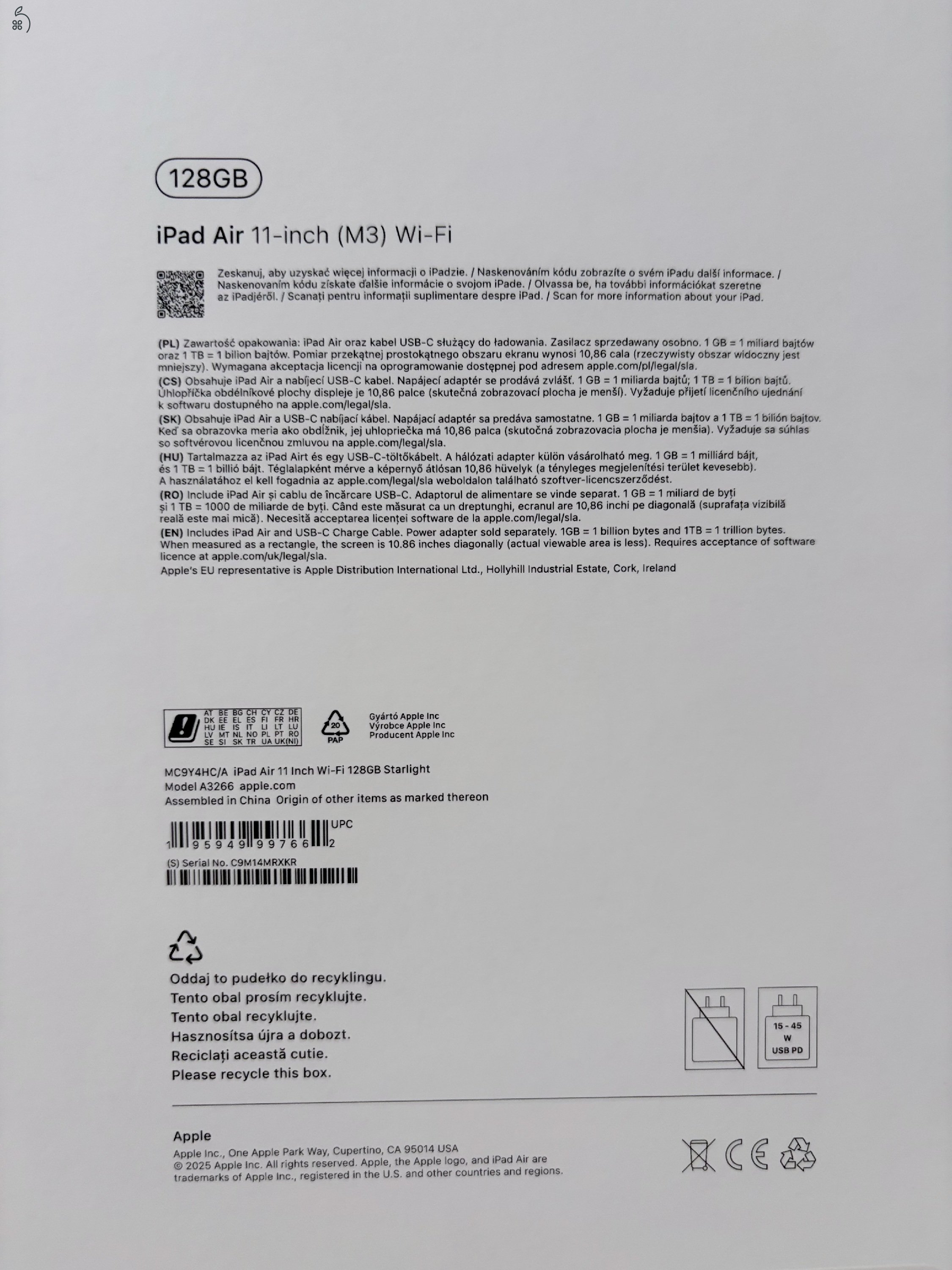 M3 iPad Air (11”, 128 GB, csillagfény) + Apple Pencil Pro