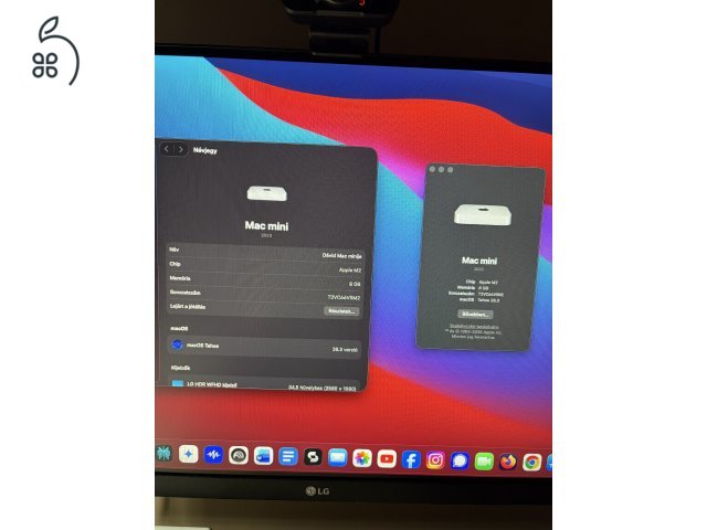 Apple Mac mini M2 újszerű, ajándék webkamera, magic mouse tok