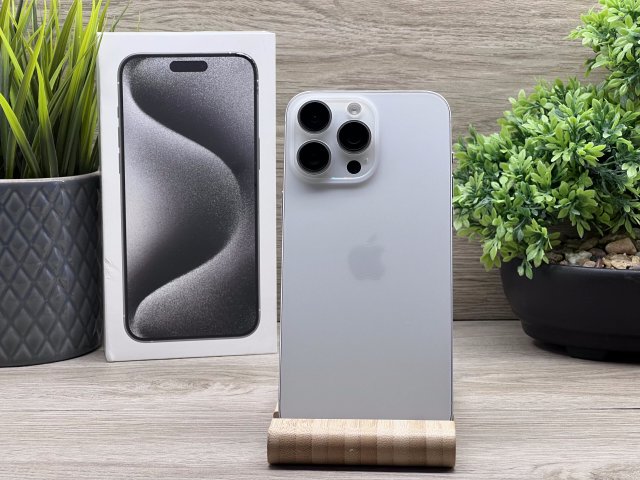 Hibátlan iPhone 15 Pro Max White Titanium 256GB 2 ÉV Garanciával 90%