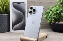 Hibátlan iPhone 15 Pro Max White Titanium 256GB 2 ÉV Garanciával 90%