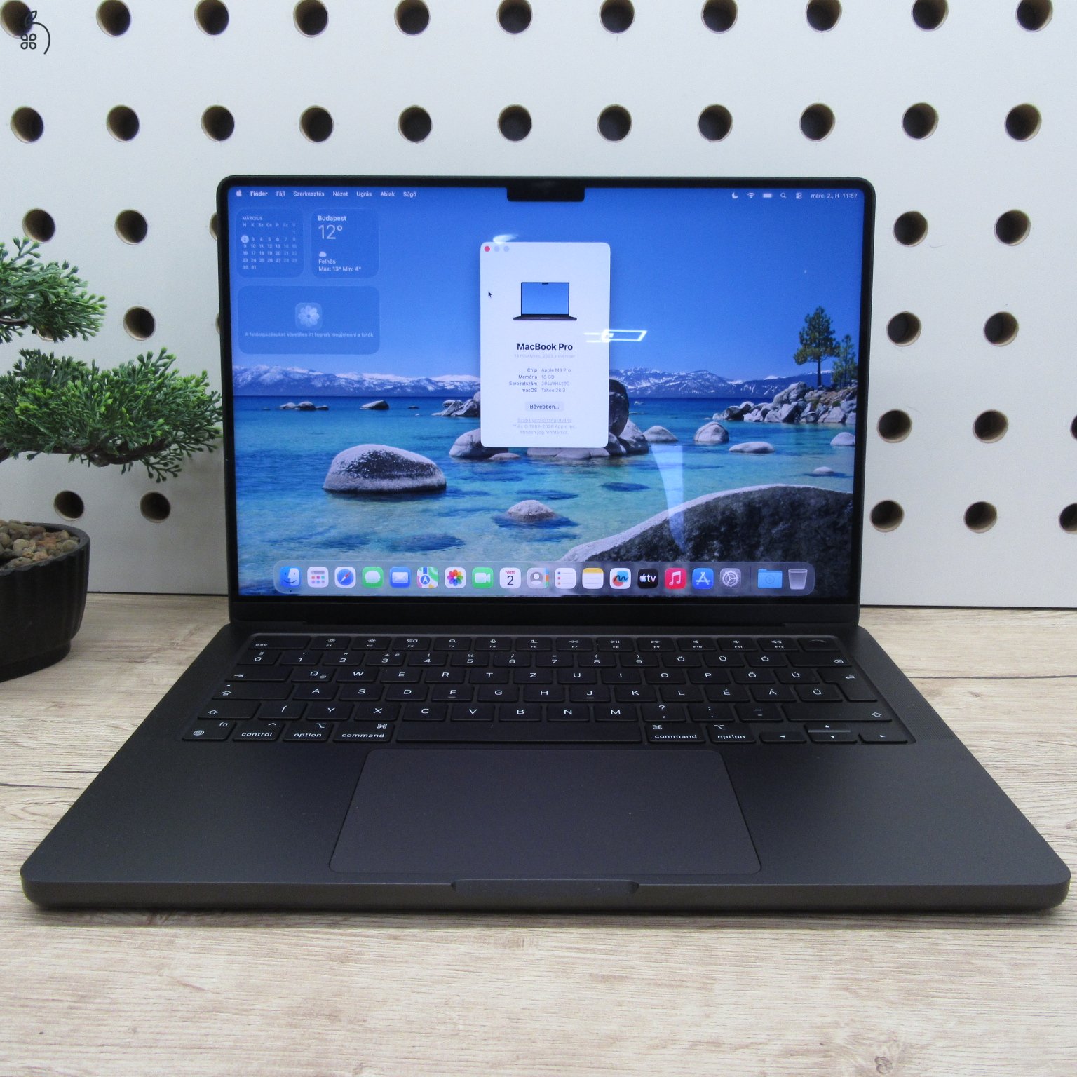 Apple MacBook Pro 14 M3 Pro 2023 1TB használt karcmentes – 100% akku (16 ciklus) – 6 hónap garancia