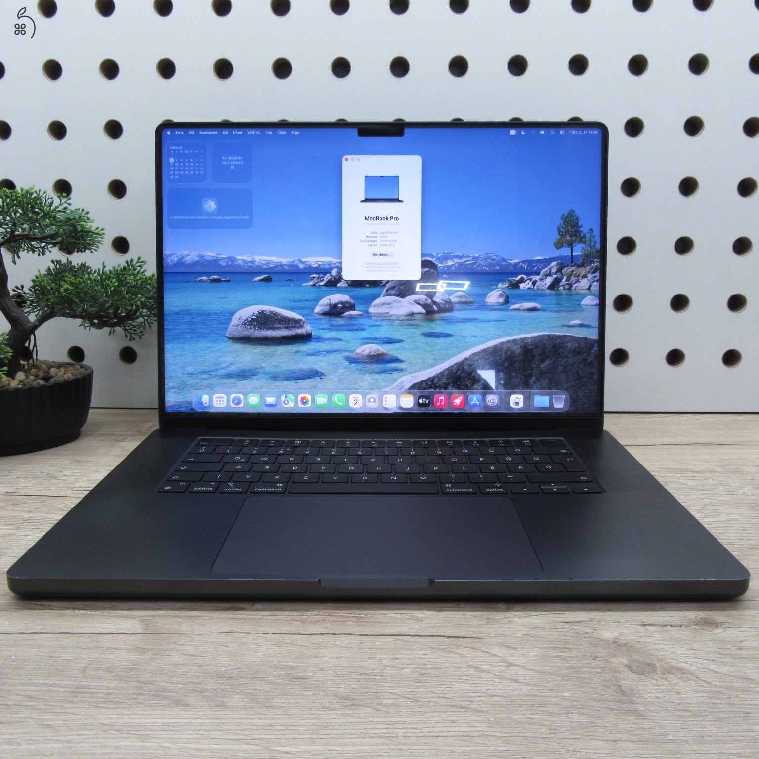 Apple MacBook Pro 16 M3 Pro 2023 500GB használt megkímélt – 93% akku (224 ciklus) – 6 hónap garancia