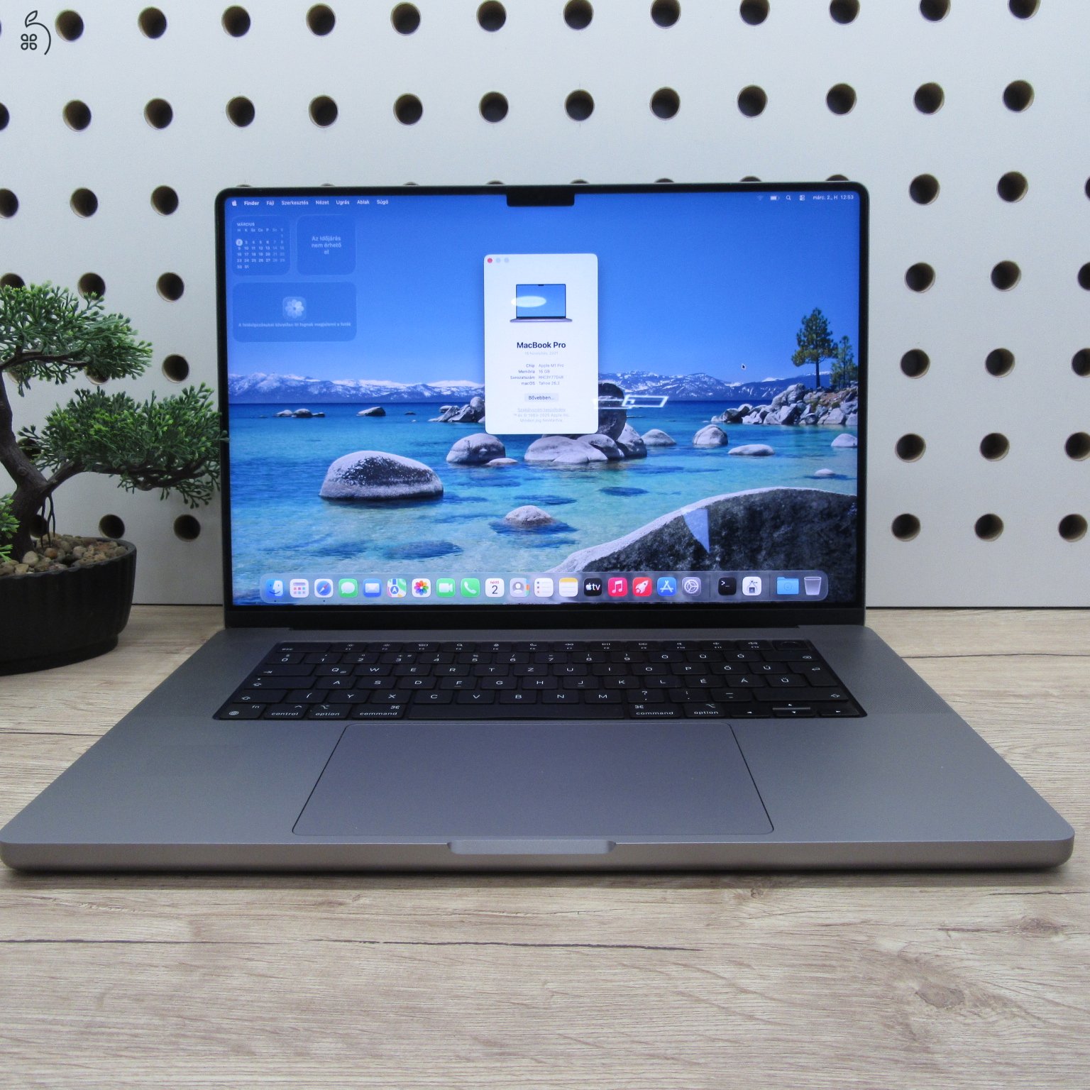 Apple MacBook Pro 16 (2021) – M1 Pro / 16GB / 512GB SSD – használt, szép állapot – 89% akku (174 ciklus)
