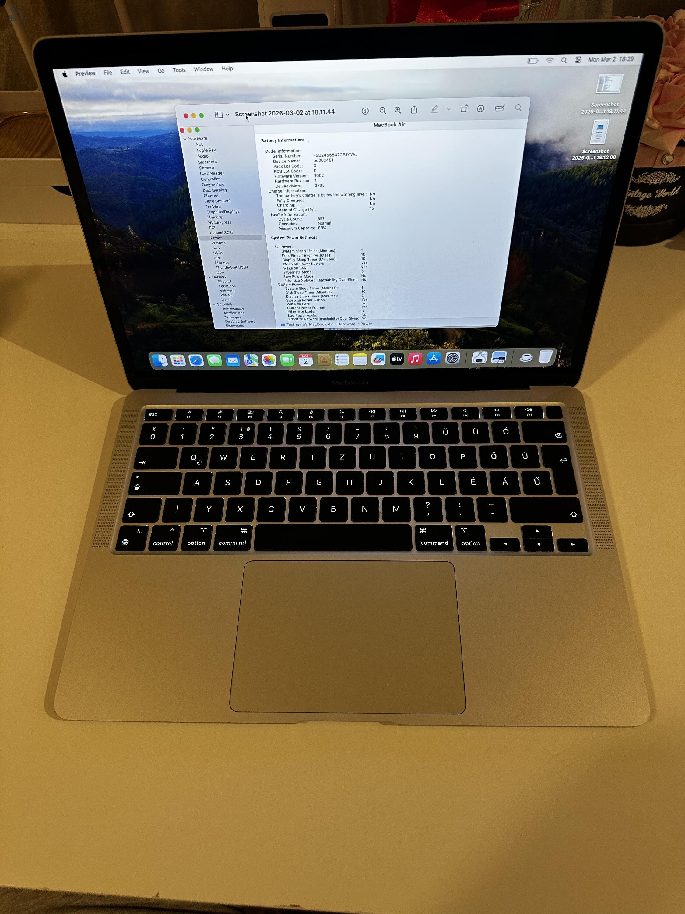 MacBook Air 2020 M1 13”  8GB /256GB SSD