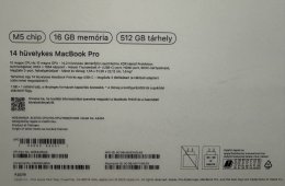 MacBook Pro 14,2”, M5, 16GB, 512SSD, bontatlan!