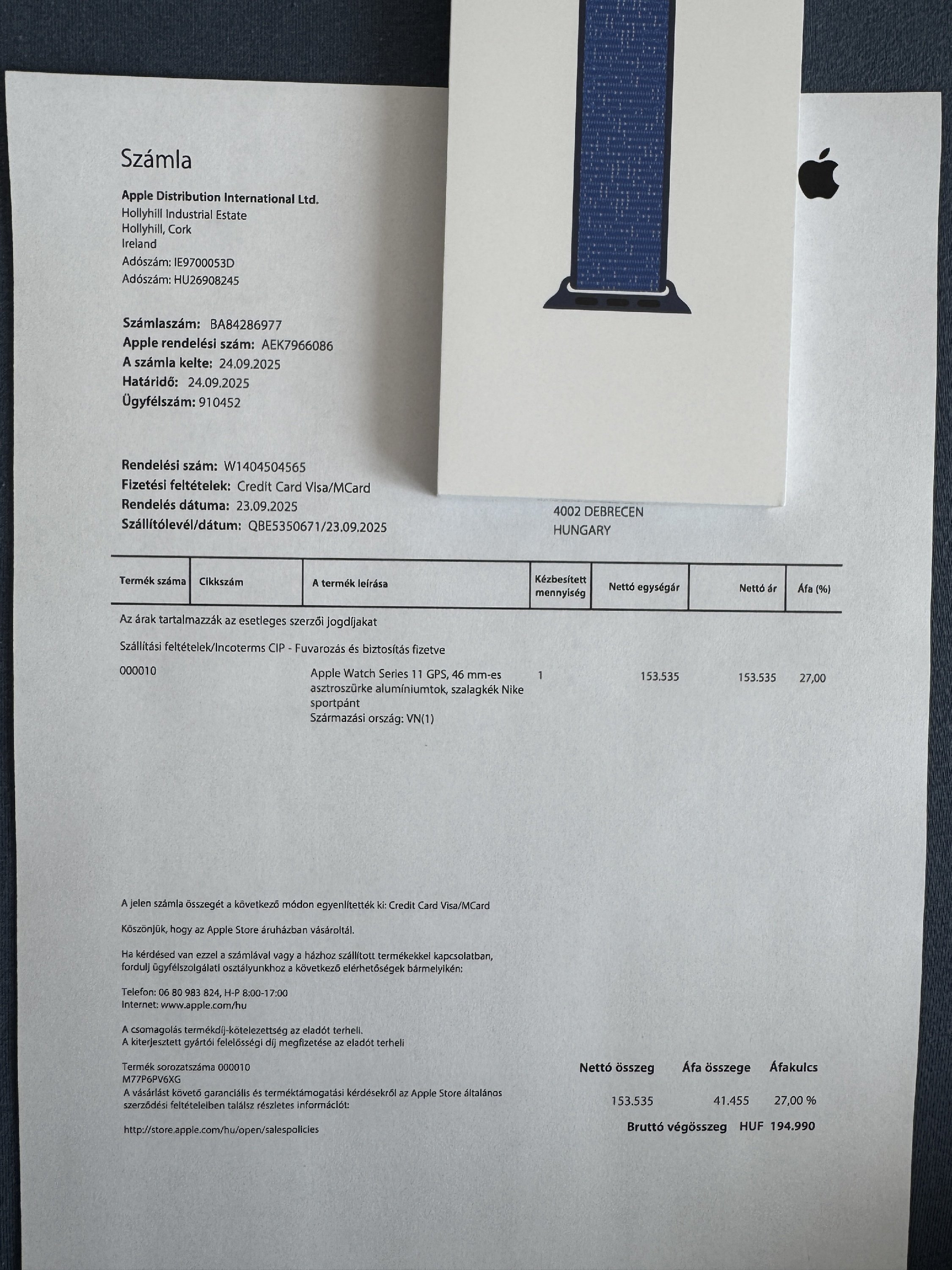 Apple Watch 11 46mm karcmentes 1,5 év garanciával