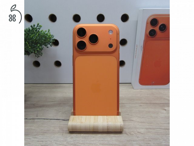 Apple iPhone 17 Pro Cosmic Orange 256GB használt karcmentes – 100% akku (49 ciklus) – garancia 2026.12.29.-ig