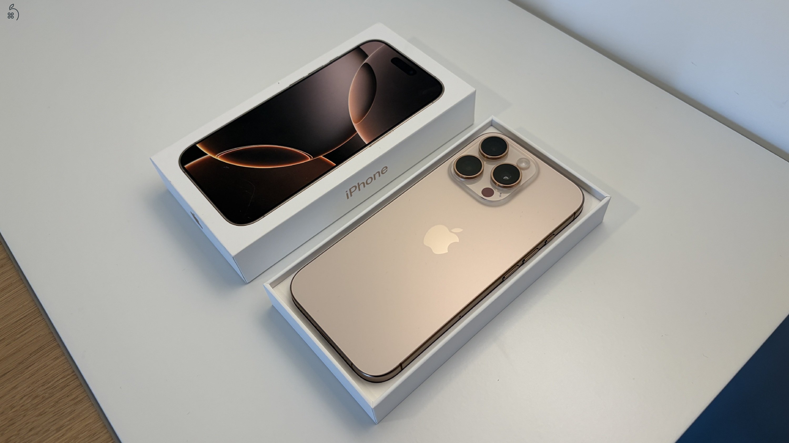 iPhone 16 Pro 128GB Desert Titanium – karcmentes, doboz + számla, garancia 2028-ig