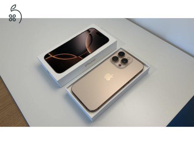 iPhone 16 Pro 128GB Desert Titanium – karcmentes, doboz + számla, garancia 2028-ig