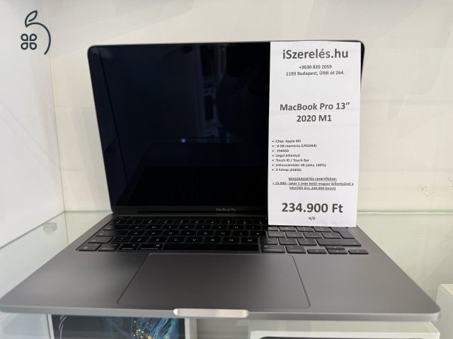 MacBook Pro M1 8GB/256SSD/100%os akku garanciával (4/0) iSzerelés.hu