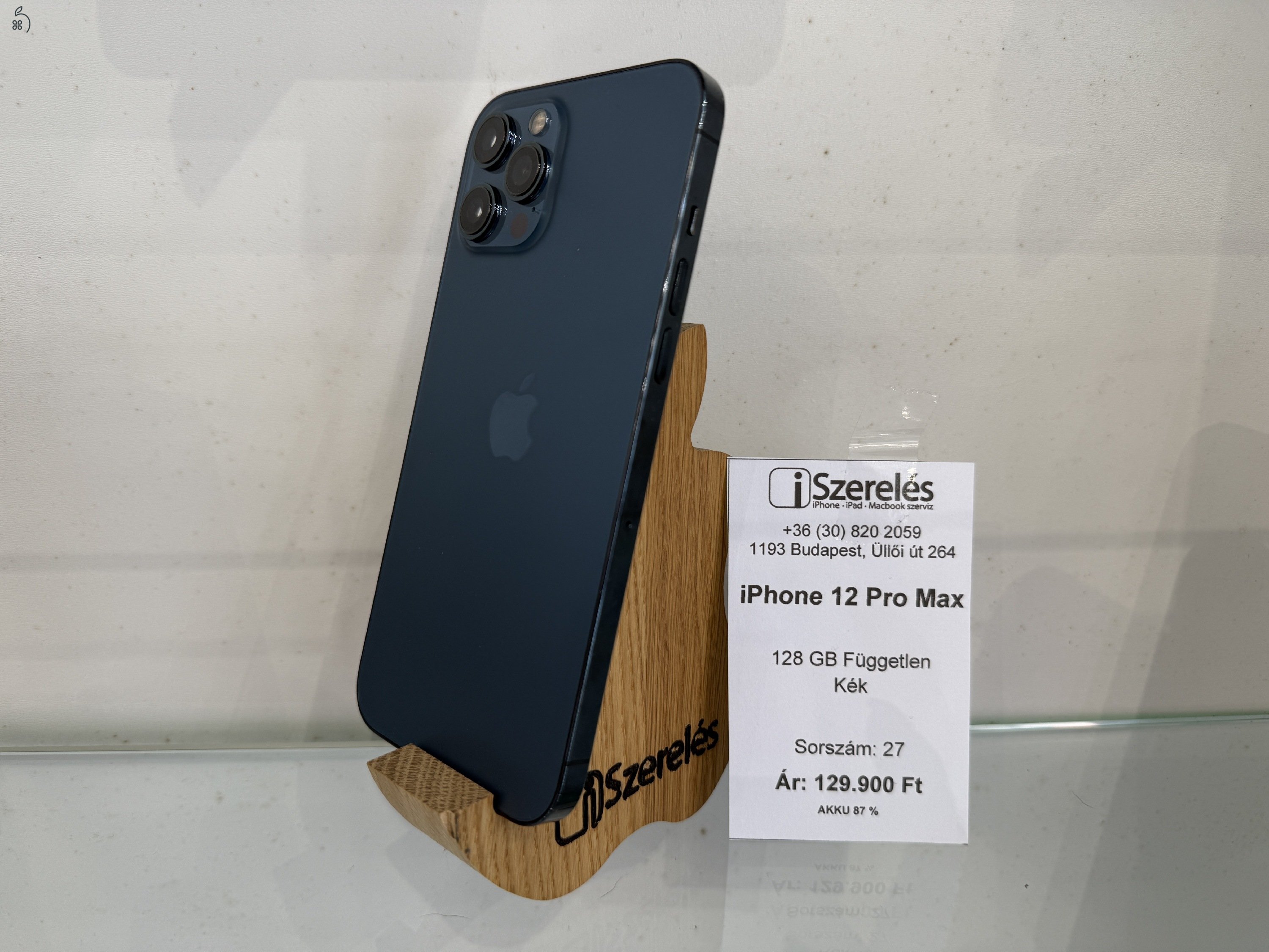 iPhone 12 Pro Max 128 GB független kék akku 87% (27) iSzerelés.hu