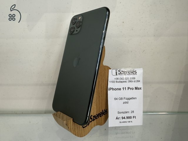 iPhone 11 Pro Max 64 GB független zöld ÚJ AKKU (28) iSzerelés.hu