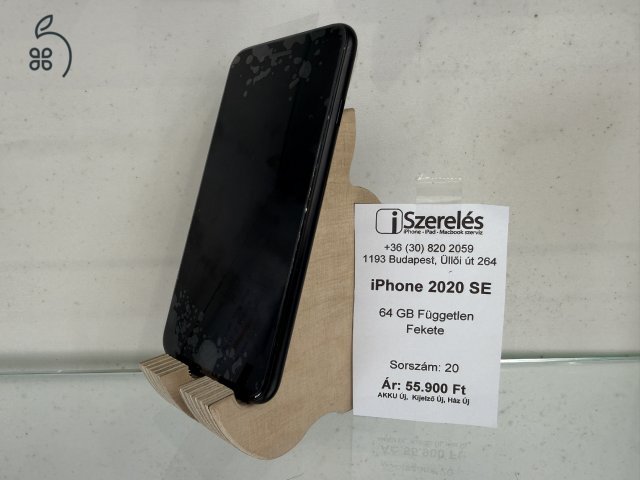 iPhone SE 2020 64GB független fekete új kijelző, új akku, új ház (20) iSzerelés.hu