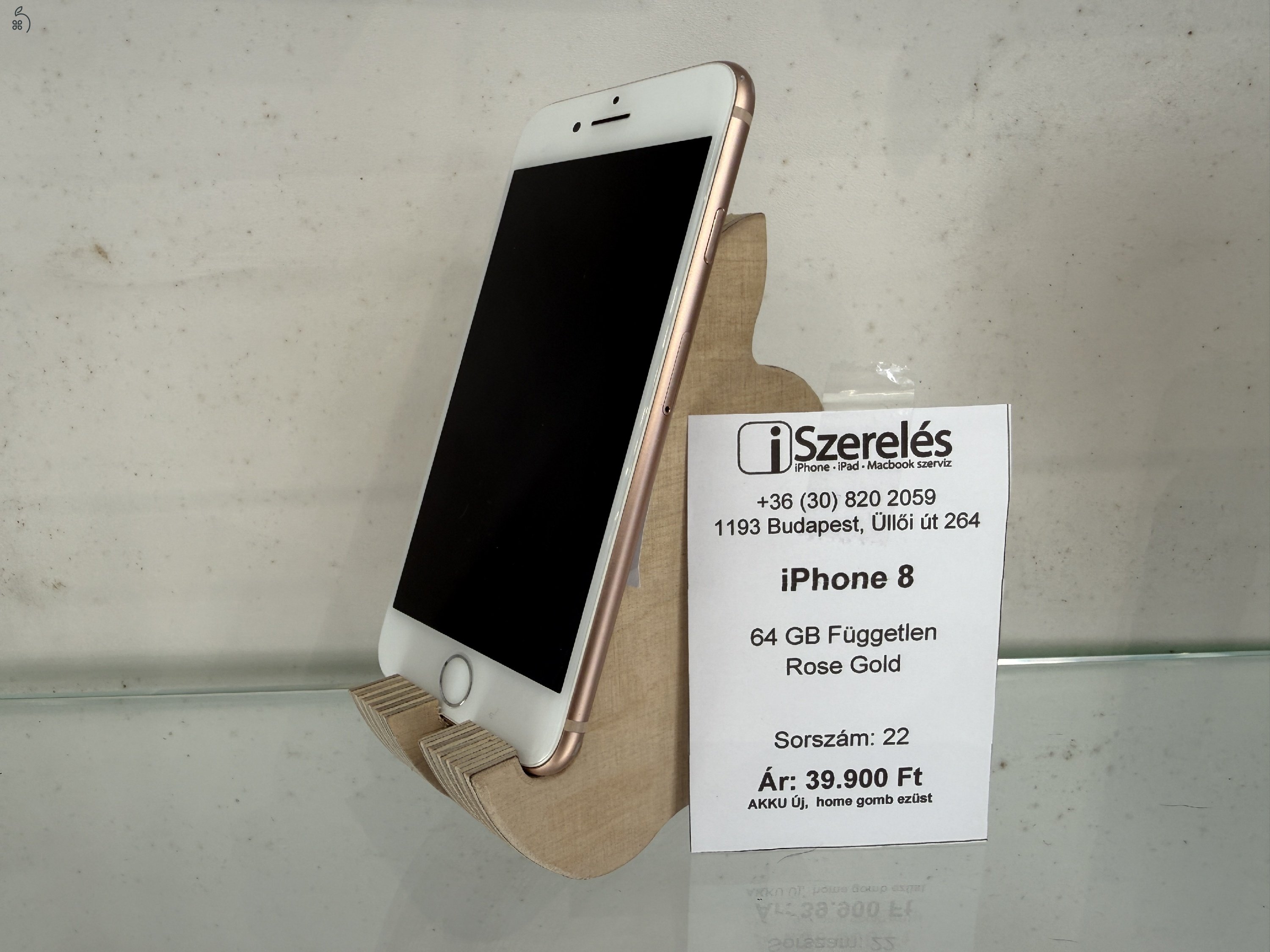 Garanciás iPhone 8 64 gb független rose gold új akkuval (22) iSzerelés.hu