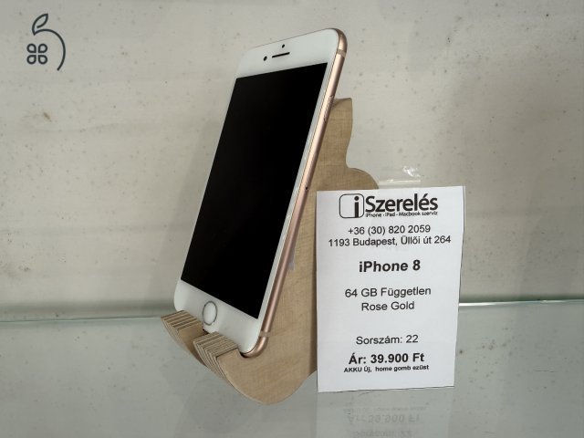 Garanciás iPhone 8 64 gb független rose gold új akkuval (22) iSzerelés.hu