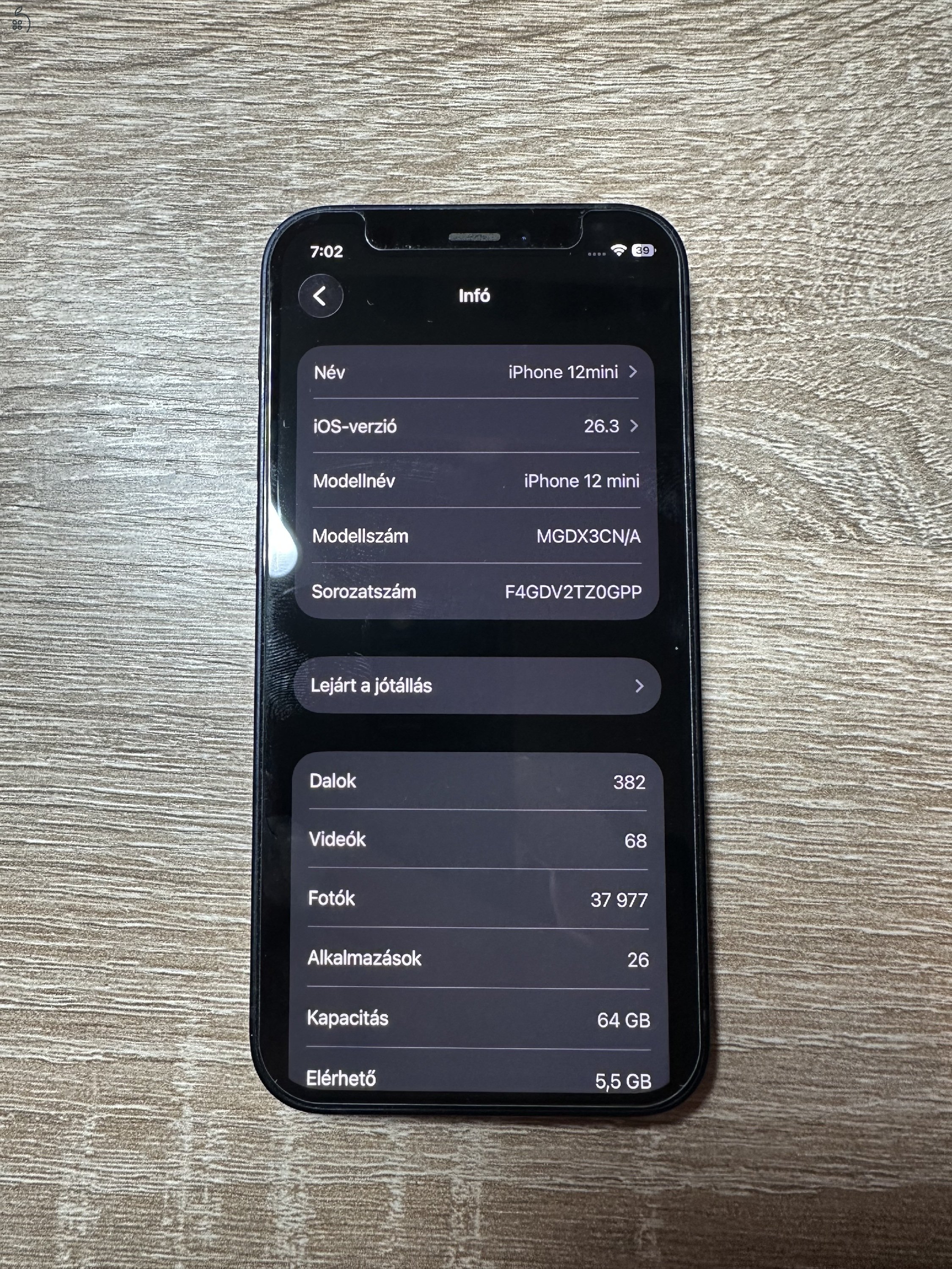 iPhone 12 mini 64GB független / fekete
