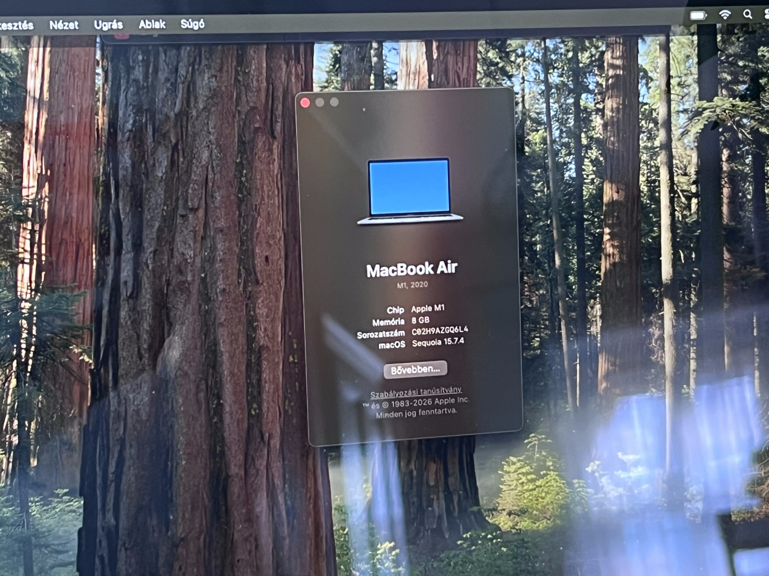 Hibátlan MacBook Air 2020 M1 13”256GB 2 ÉV Garanciával 100%