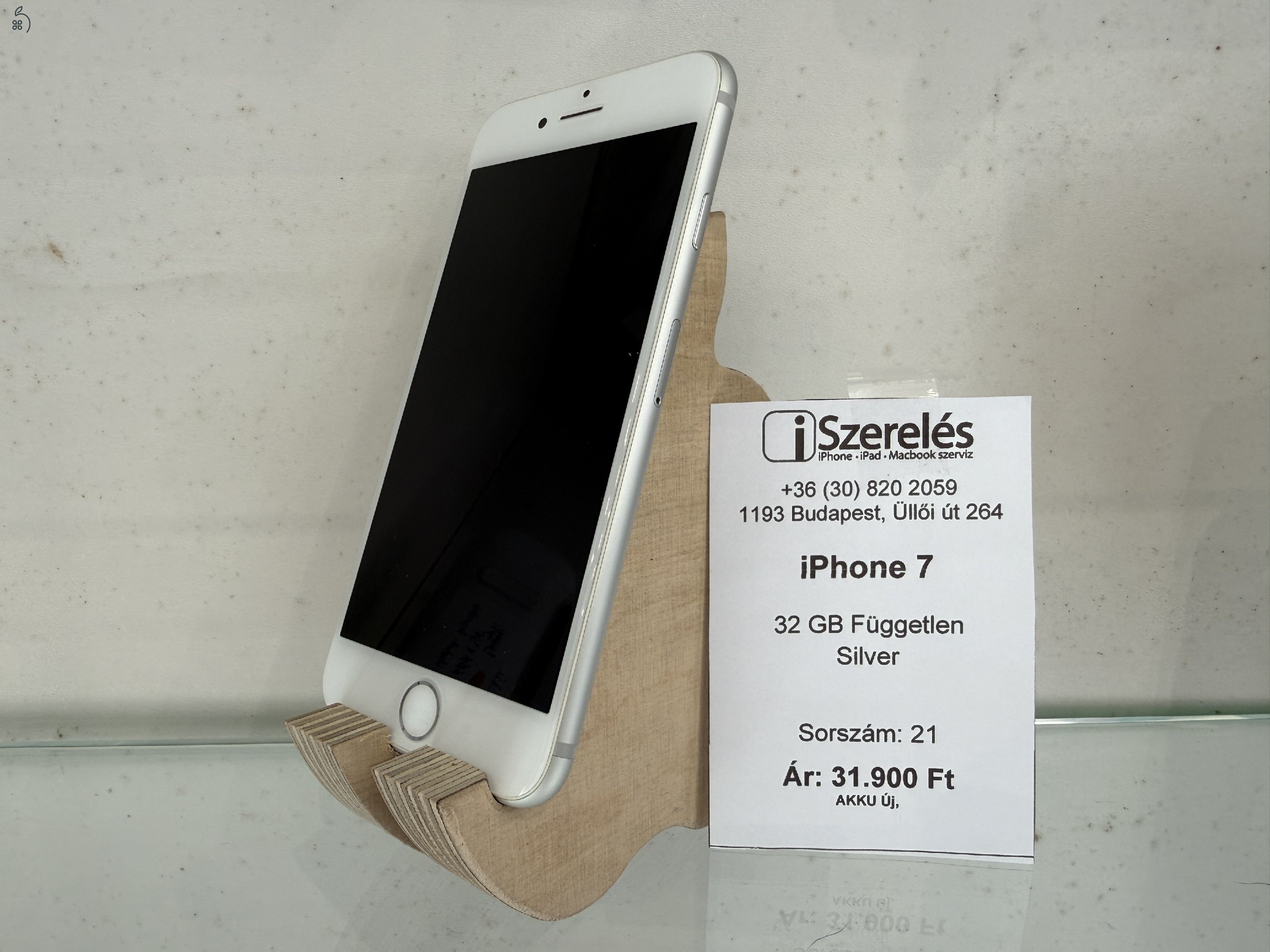 iPhone 7 32GB független silver ÚJ AKKUVAL (21) iSzerelés.hu