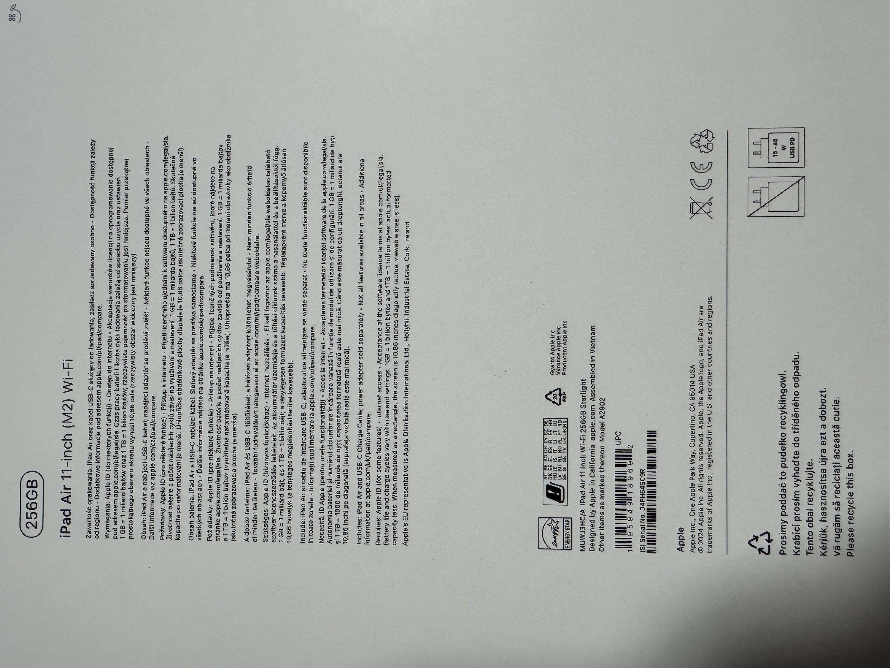 iPad Air 11” 2024 M2 256GB Starlight 100% Akku Garancia