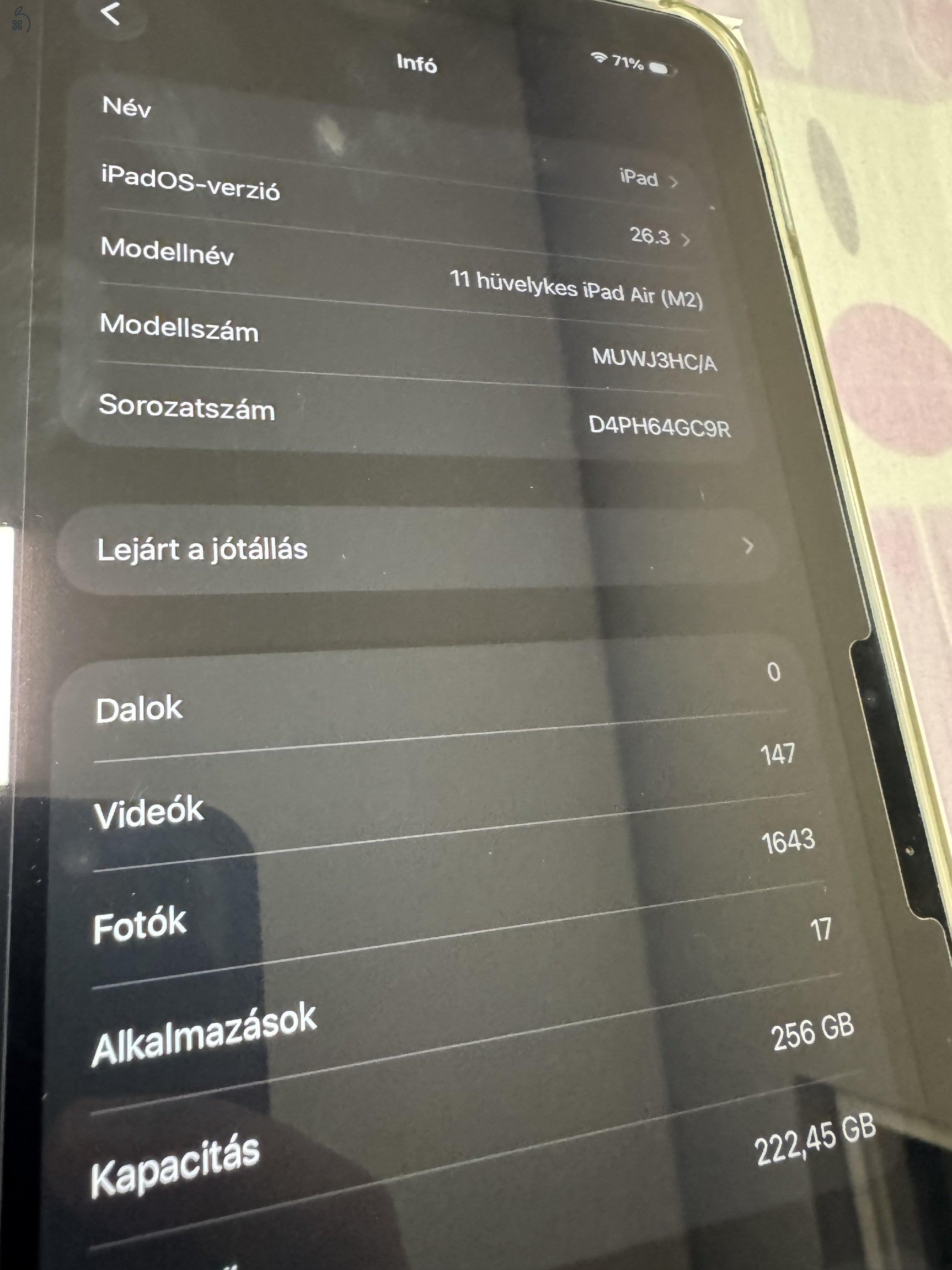 iPad Air 11” 2024 M2 256GB Starlight 100% Akku Garancia