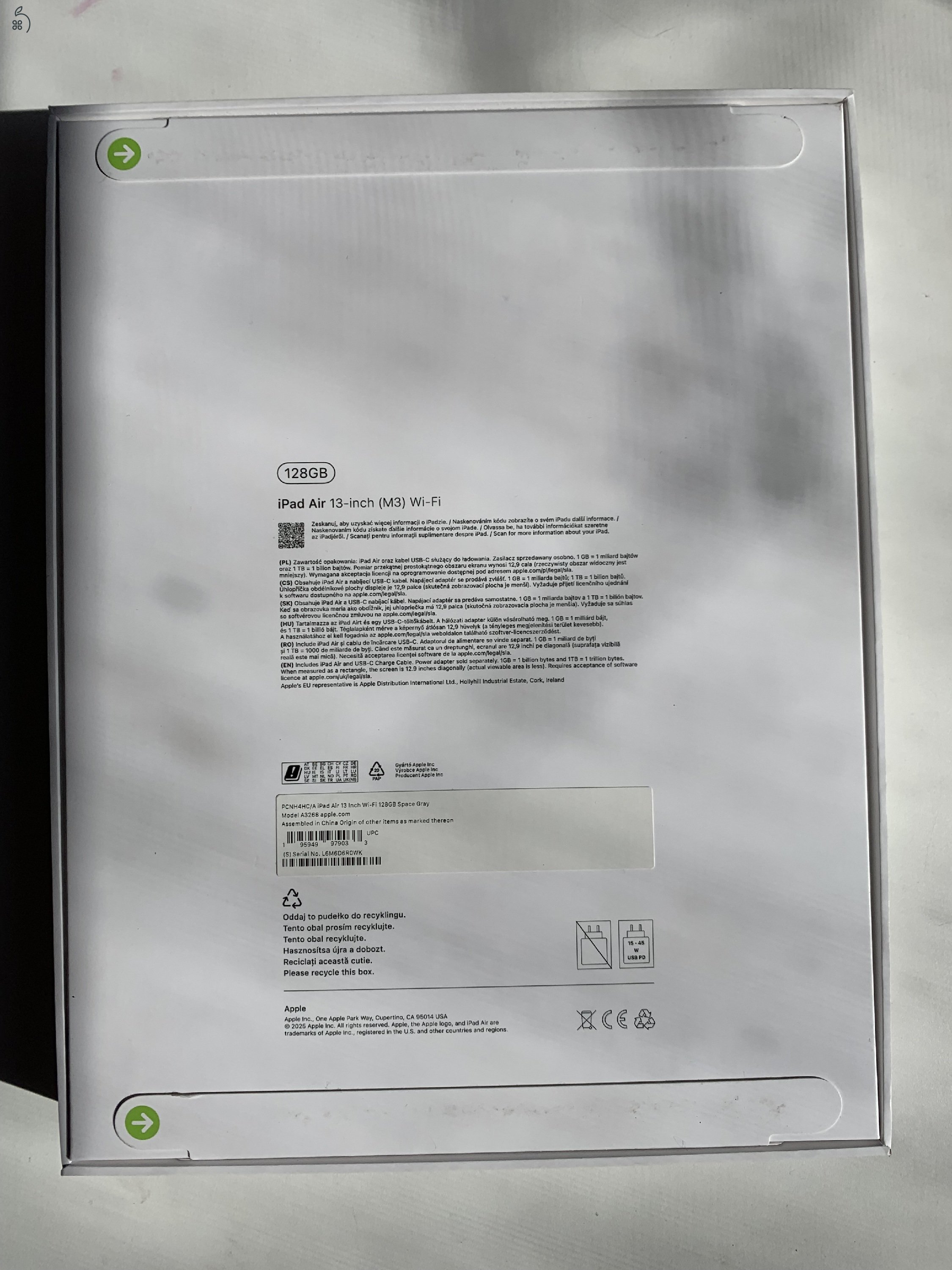 Apple iPad Air 13” M3 128GB – új, bontatlan