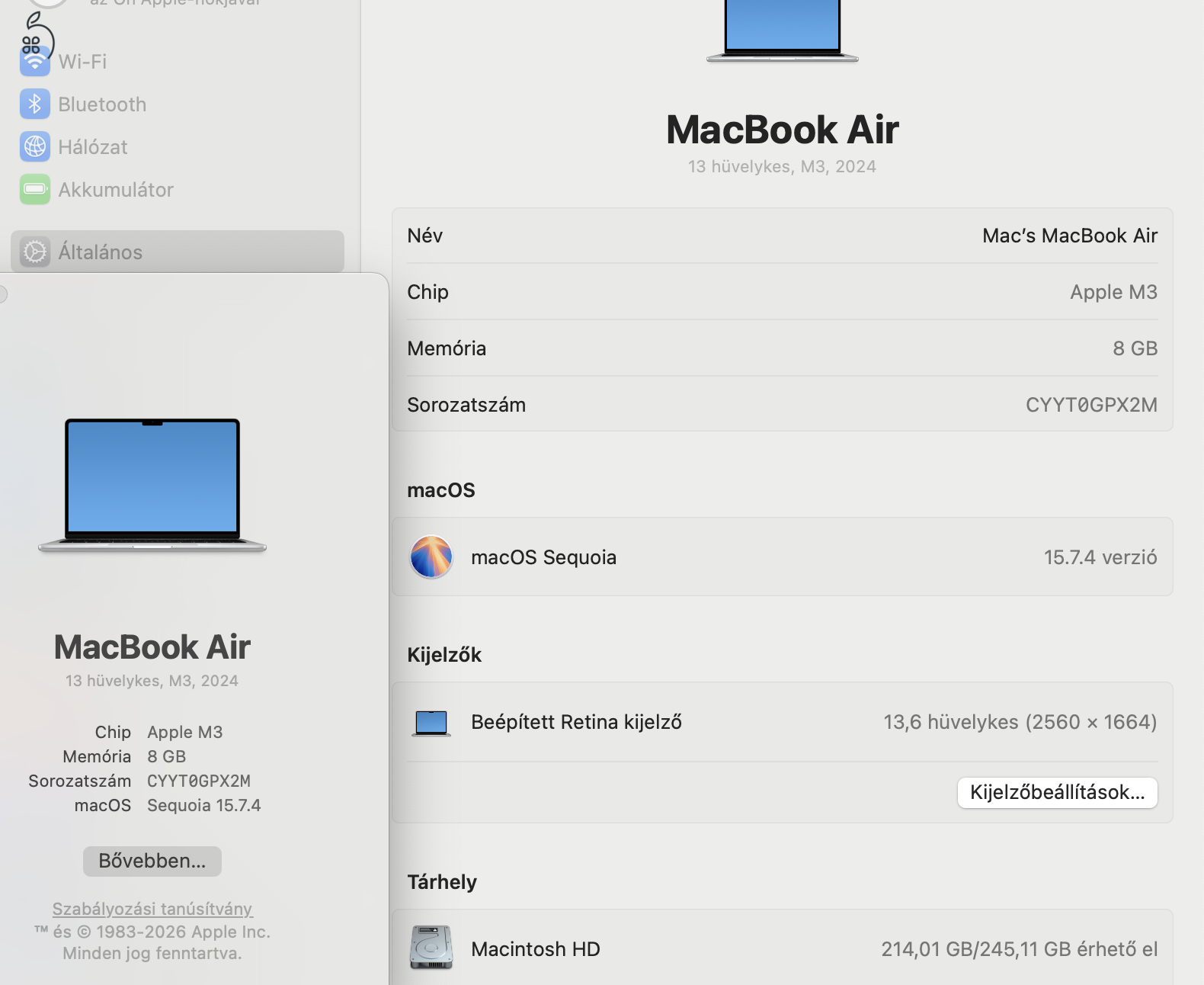 MacBook Air M3 - 2027.10.03 -ig garanciális , 100% -os aksival eladó.