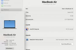 MacBook Air M3 - 2027.10.03 -ig garanciális , 100% -os aksival eladó.