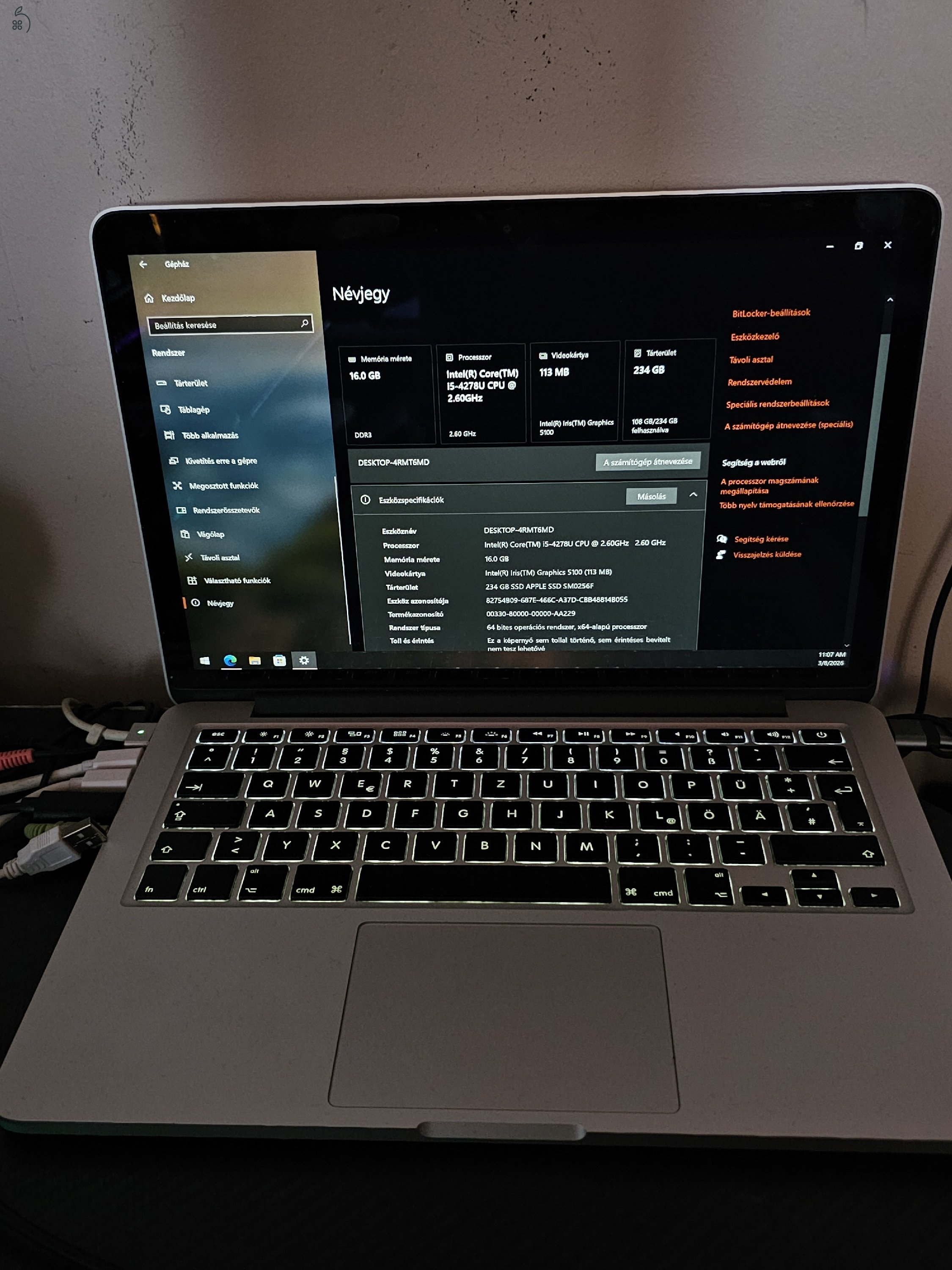 MacBook Pro 2014 mid 16/256gb csere is!