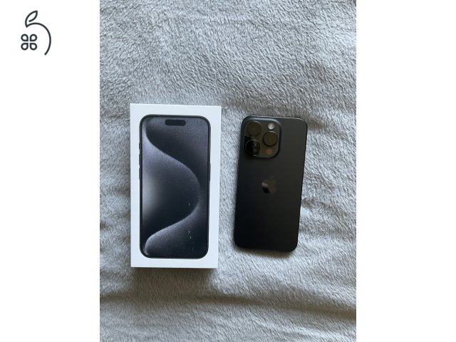 Eladó iPhone 15 Pro 128GB fekete – újszerű, karcmentes, extrákkal