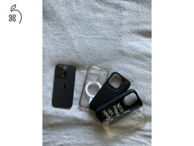 Eladó iPhone 15 Pro 128GB fekete – újszerű, karcmentes, extrákkal