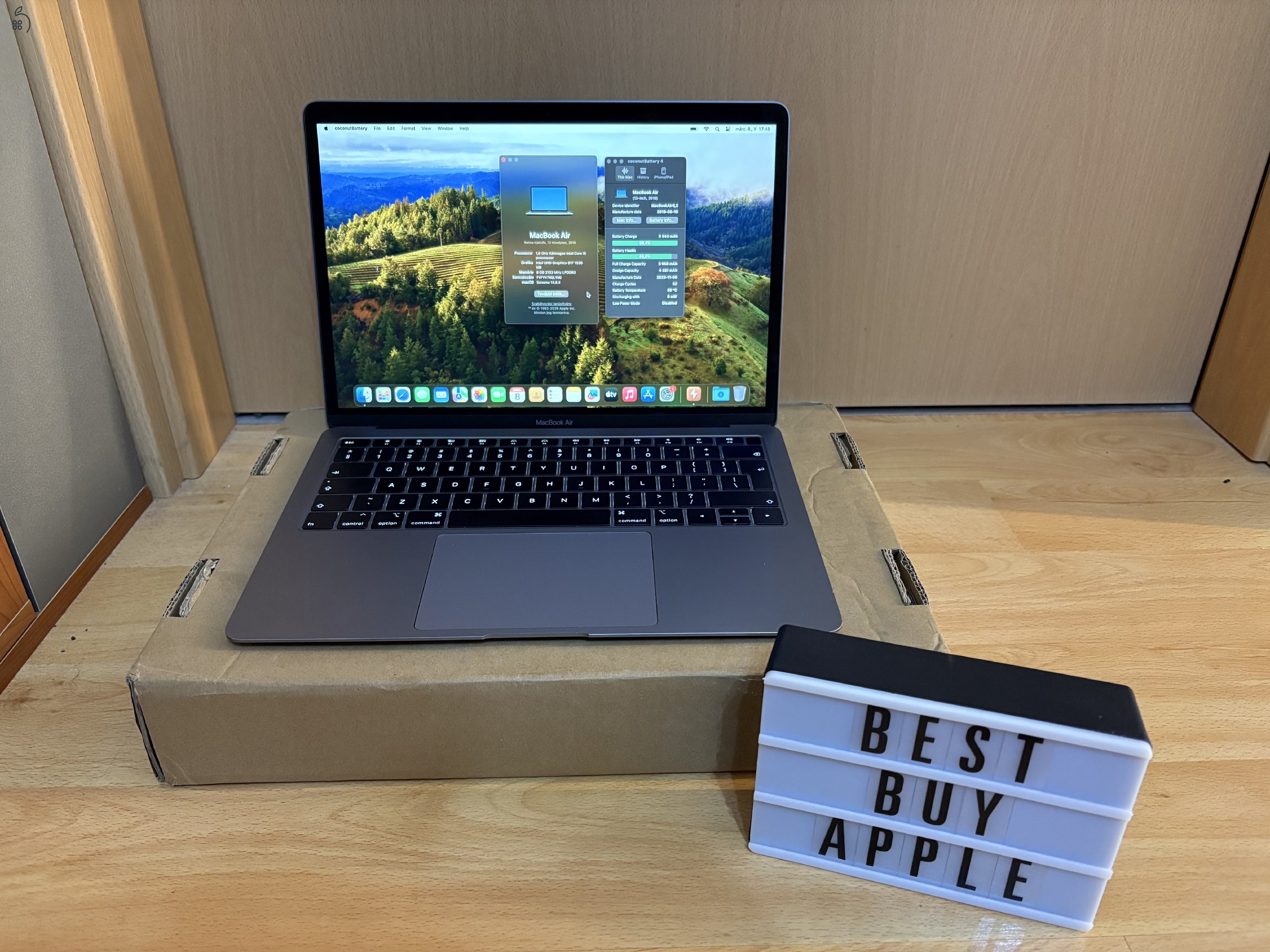 2019 Retina MacBook Air 13 / i5 1.6GHz / 8GB / 128GB SSD / Space Gray / 91% Aksival Eladó ! ! !