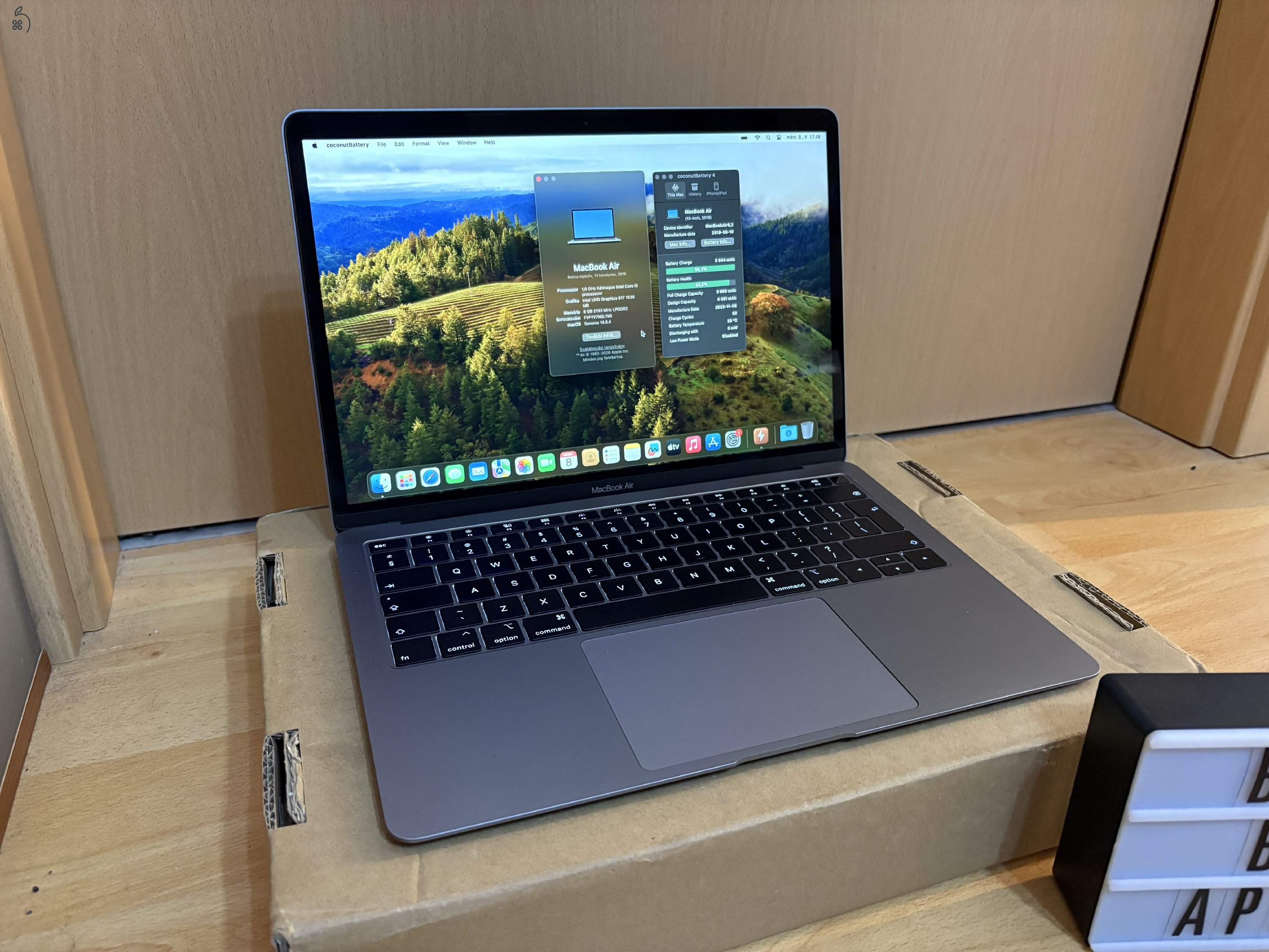 2019 Retina MacBook Air 13 / i5 1.6GHz / 8GB / 128GB SSD / Space Gray / 91% Aksival Eladó ! ! !