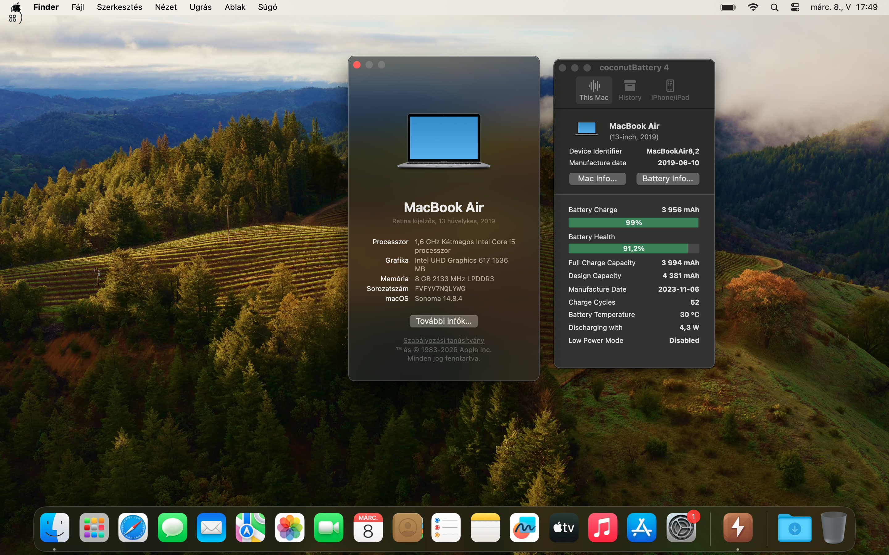 2019 Retina MacBook Air 13 / i5 1.6GHz / 8GB / 128GB SSD / Space Gray / 91% Aksival Eladó ! ! !