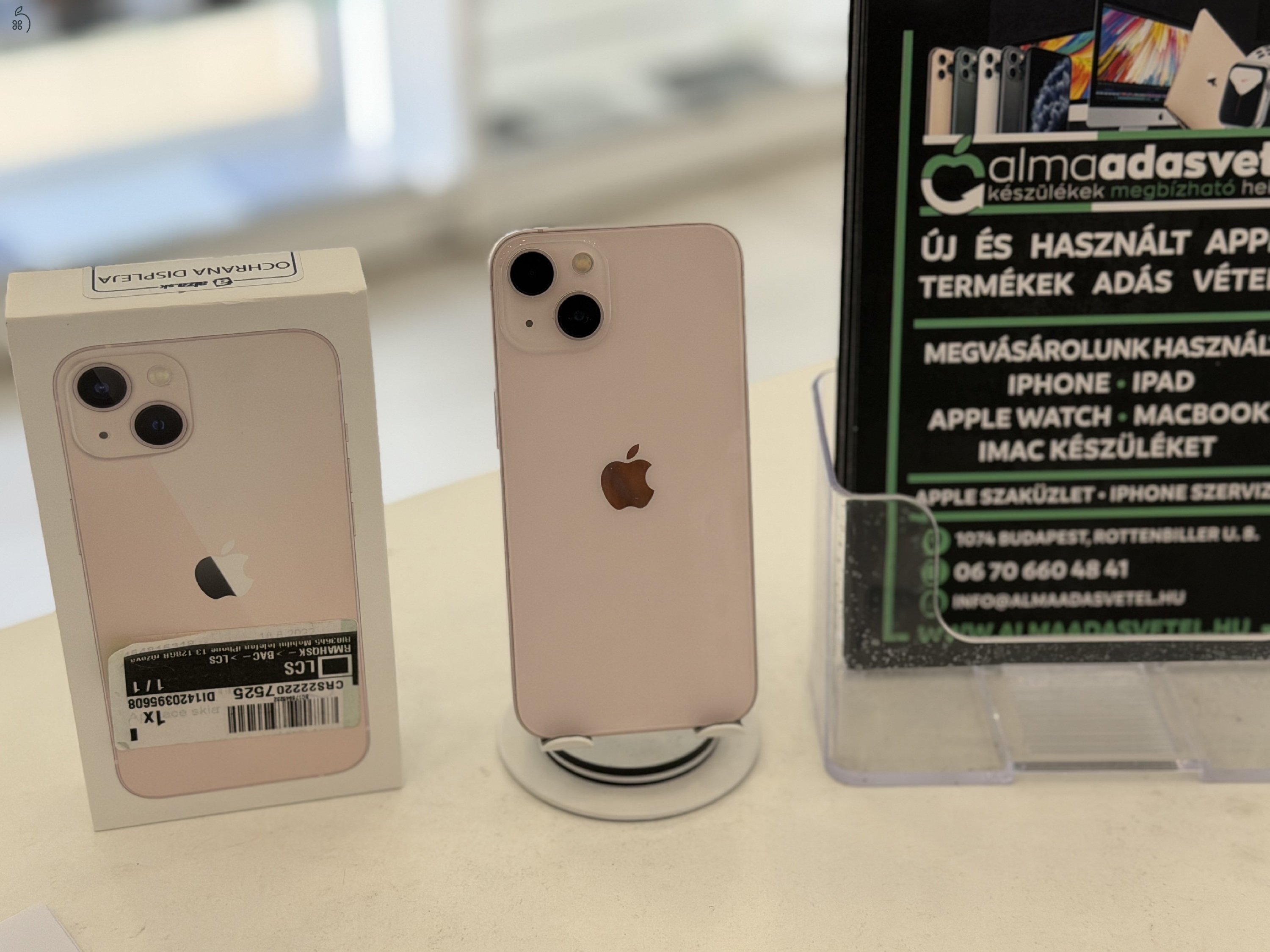 iPhone 13 128GB Független Megkímélt/1-3 hónap gar./Akku 85%/p4786