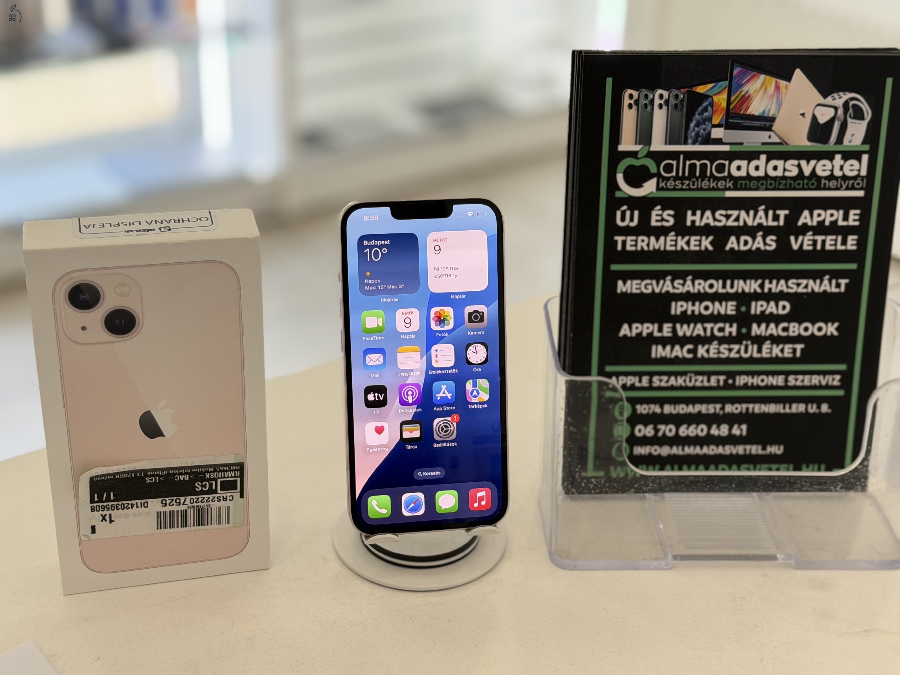 iPhone 13 128GB Független Megkímélt/1-3 hónap gar./Akku 85%/p4786