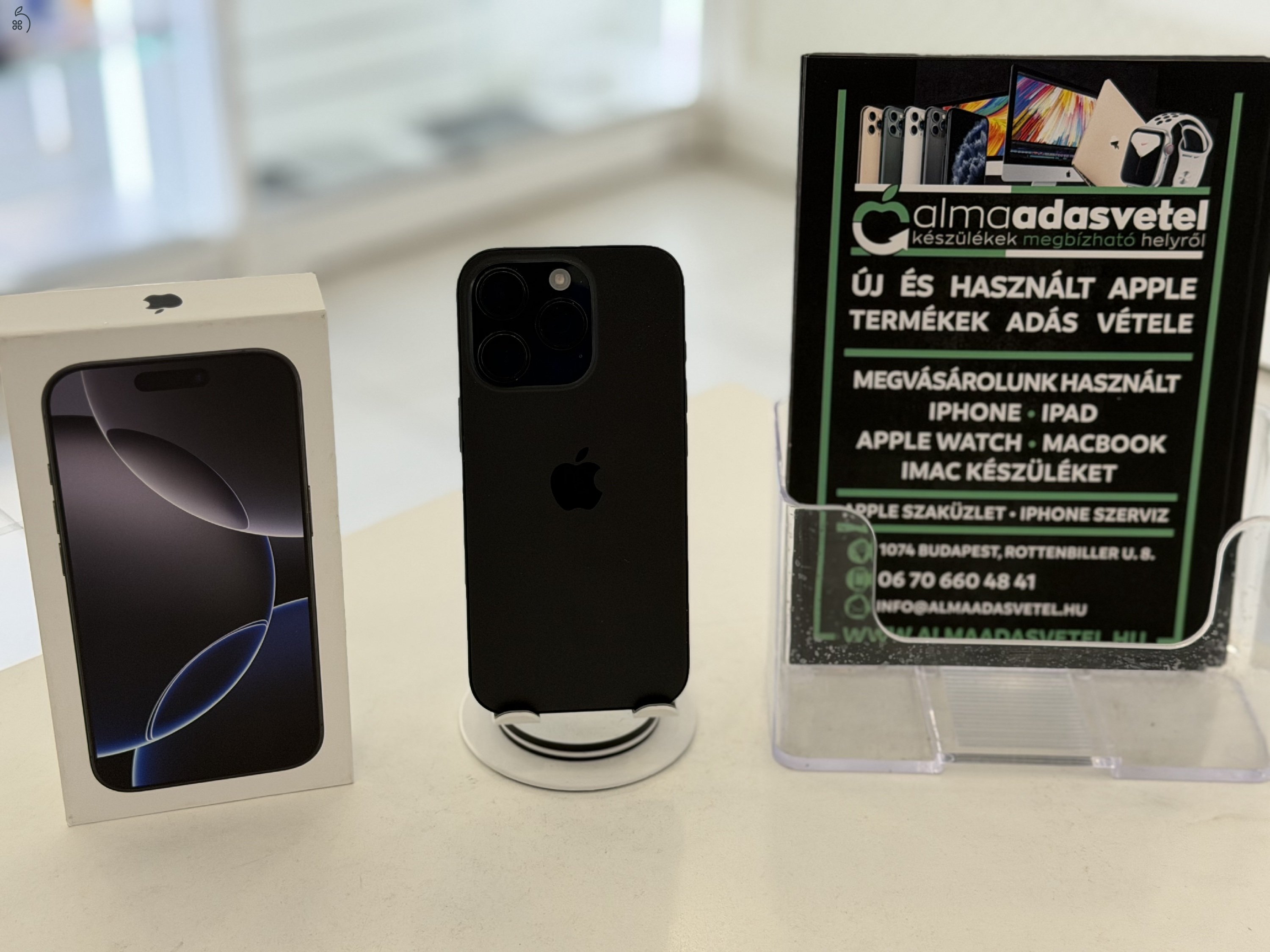 iPhone 16 Pro 128GB Független Újszerű/2027.09.24 Gar./Akku 90%/p4788