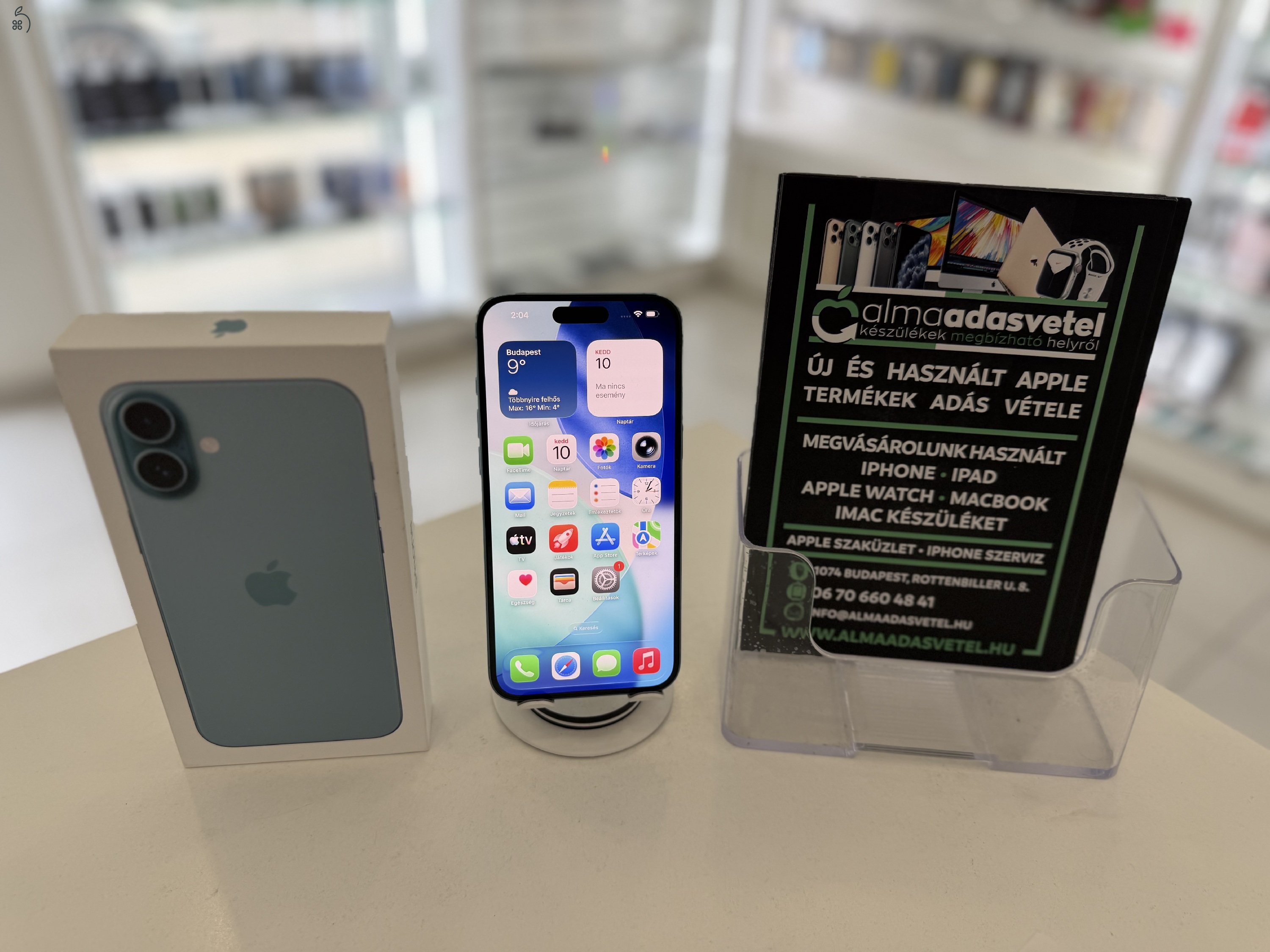 iPhone 16 Plus 128GB Független Újszerű/2026.11.30.Apple Gar./Akku 100%/p4790